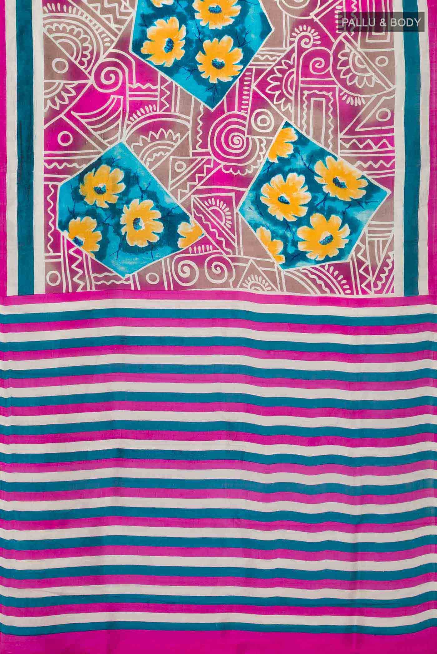 Multi Printed Silk Saree - Image 2