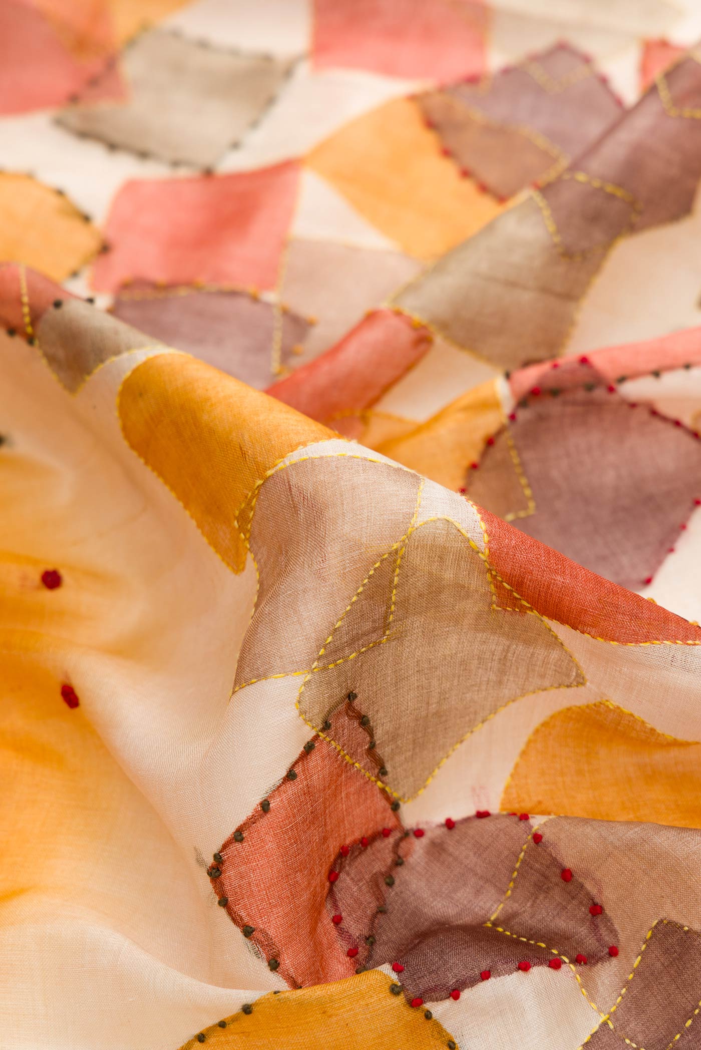 Mustard and Off White Color Tussar Silk Saree - Image 2