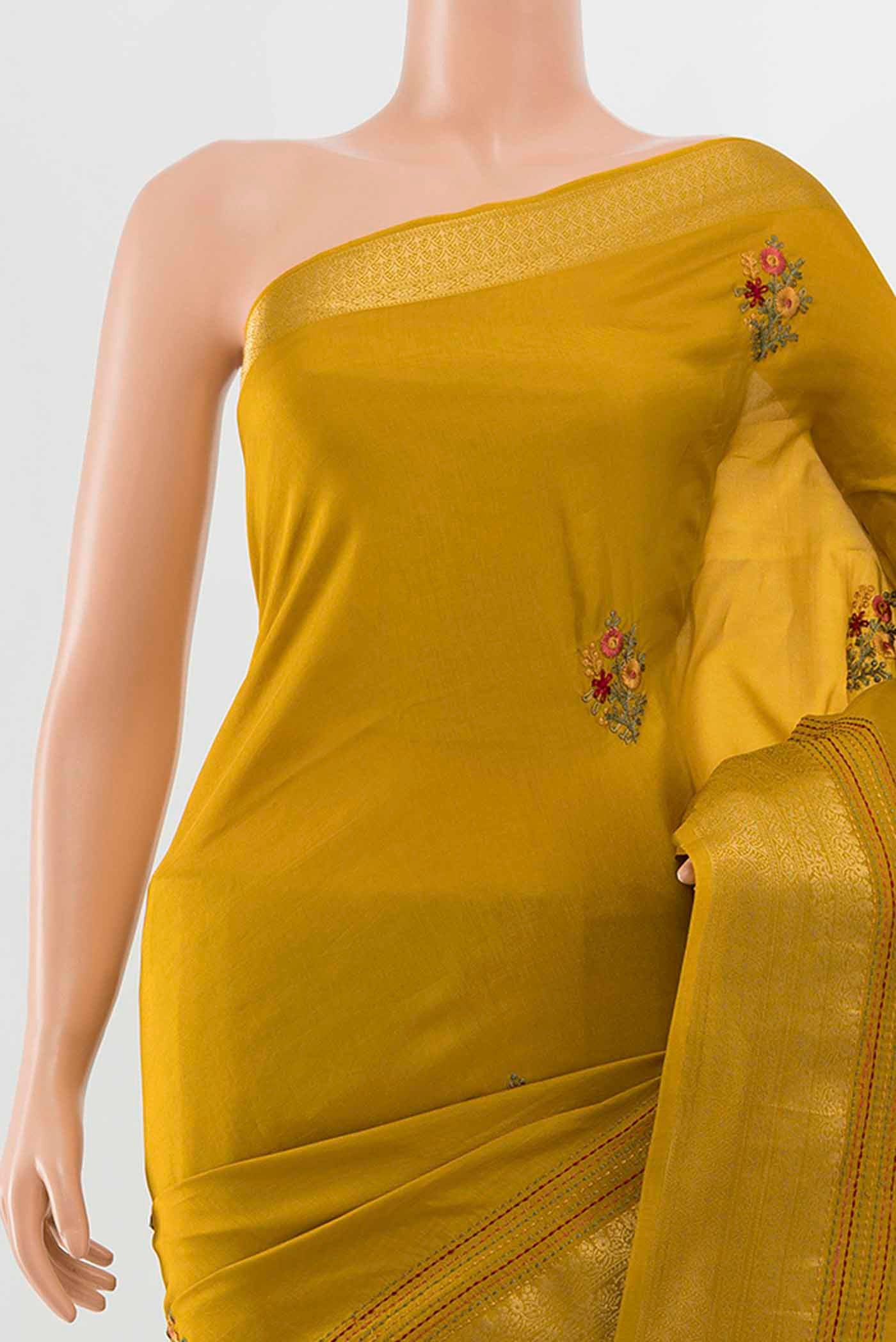 Mustard Art Silk Saree - Image 2