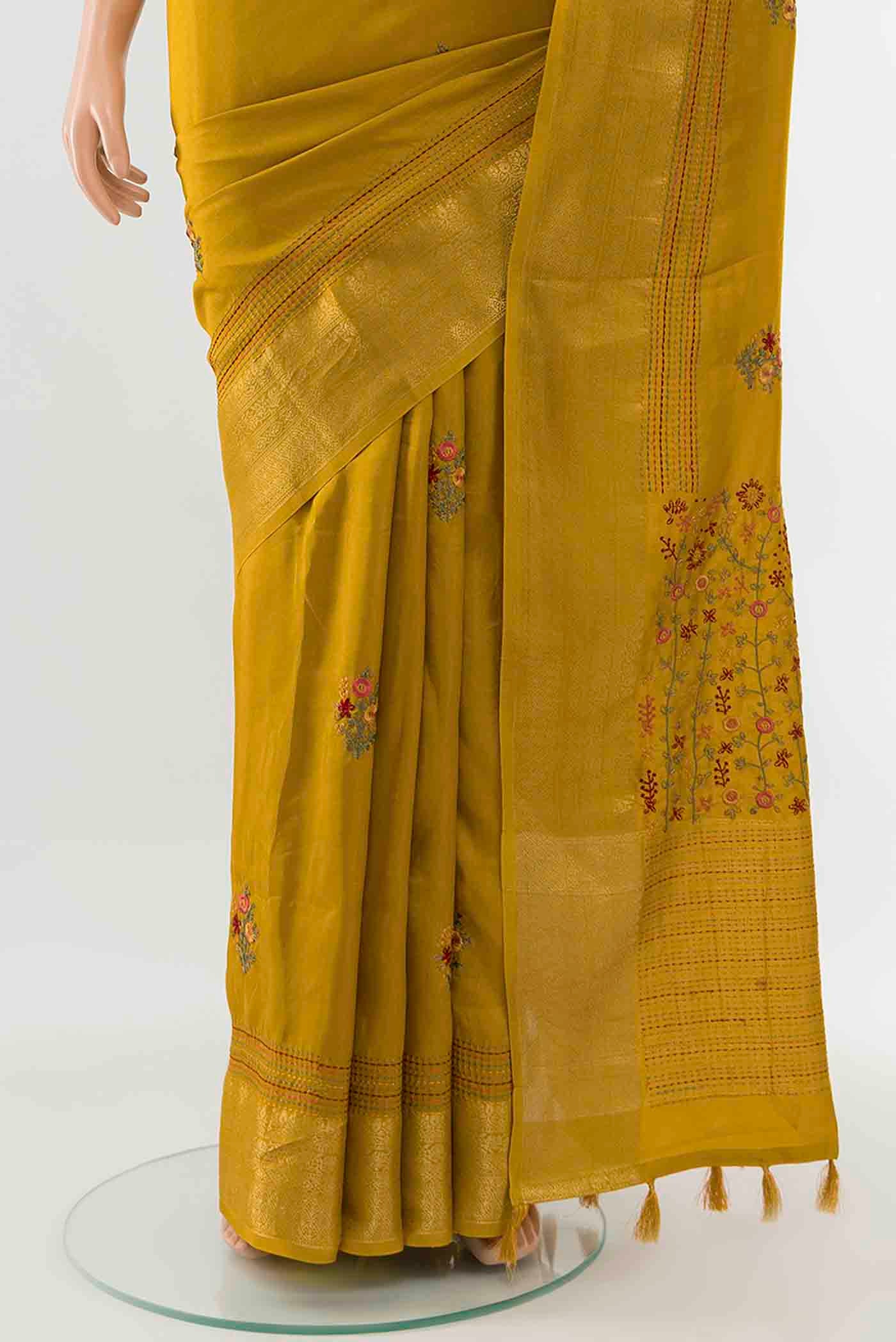Mustard Art Silk Saree - Image 3