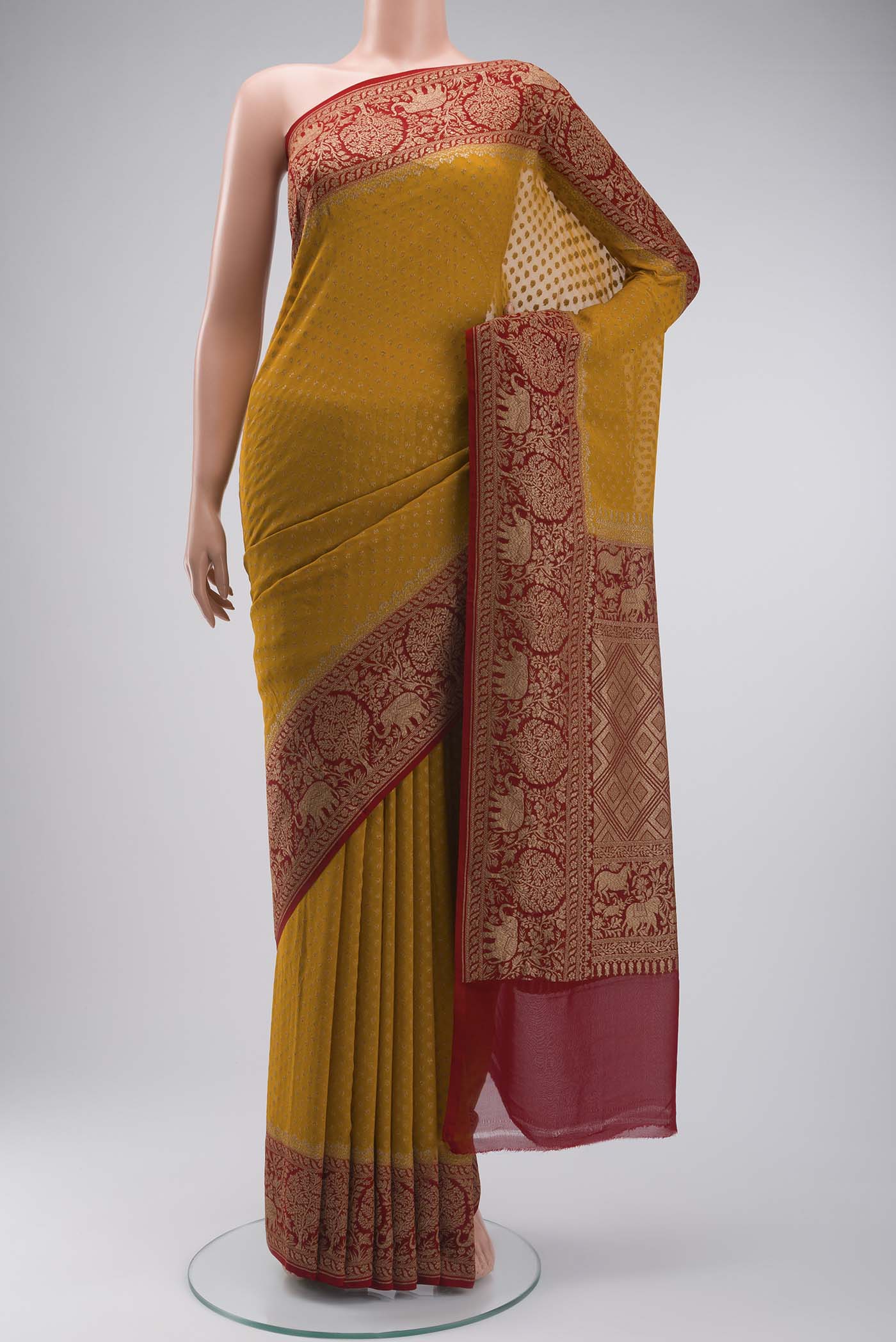 Mustard Banarasi Georgette Saree