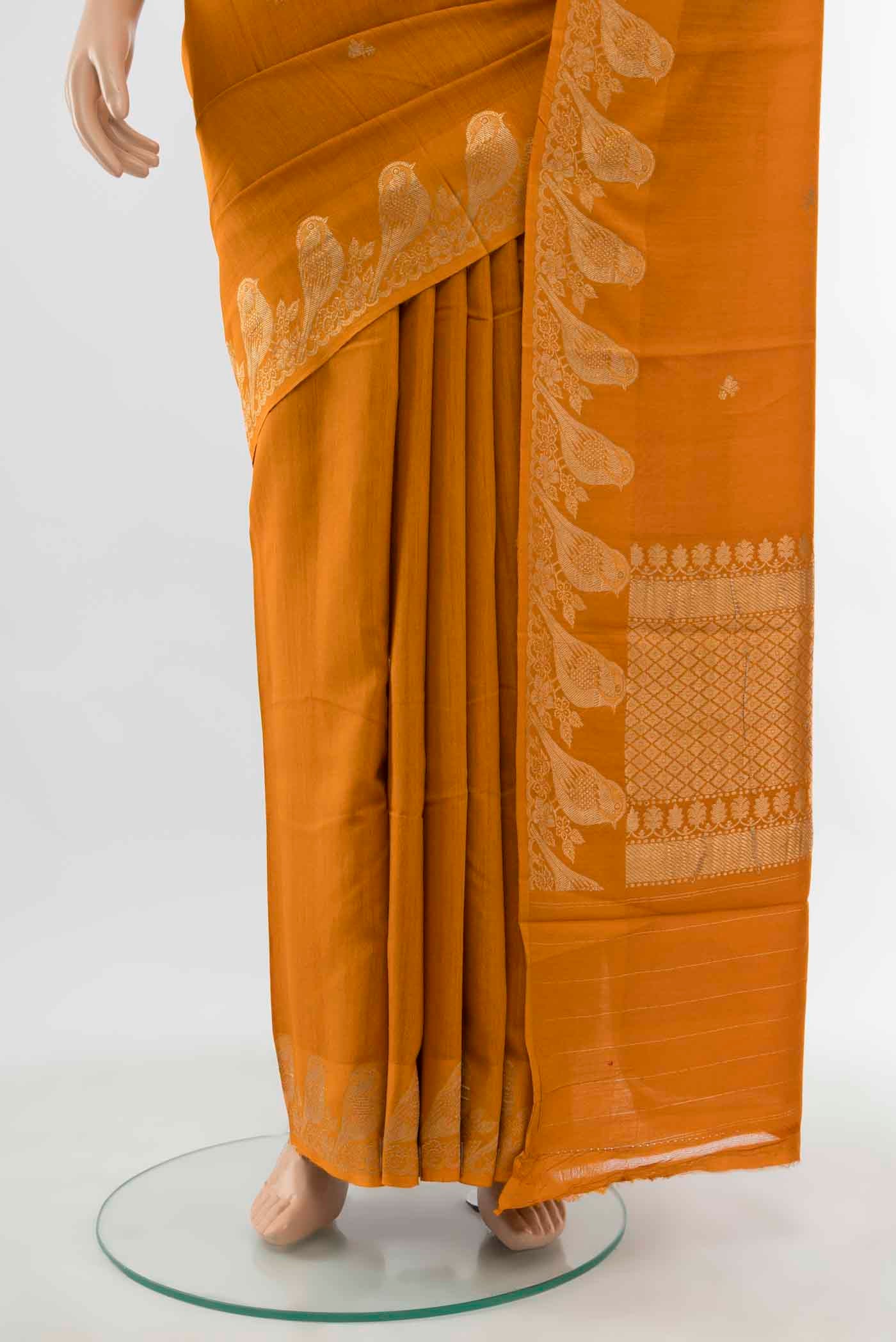 Mustard Tussar Silk Saree - Image 3