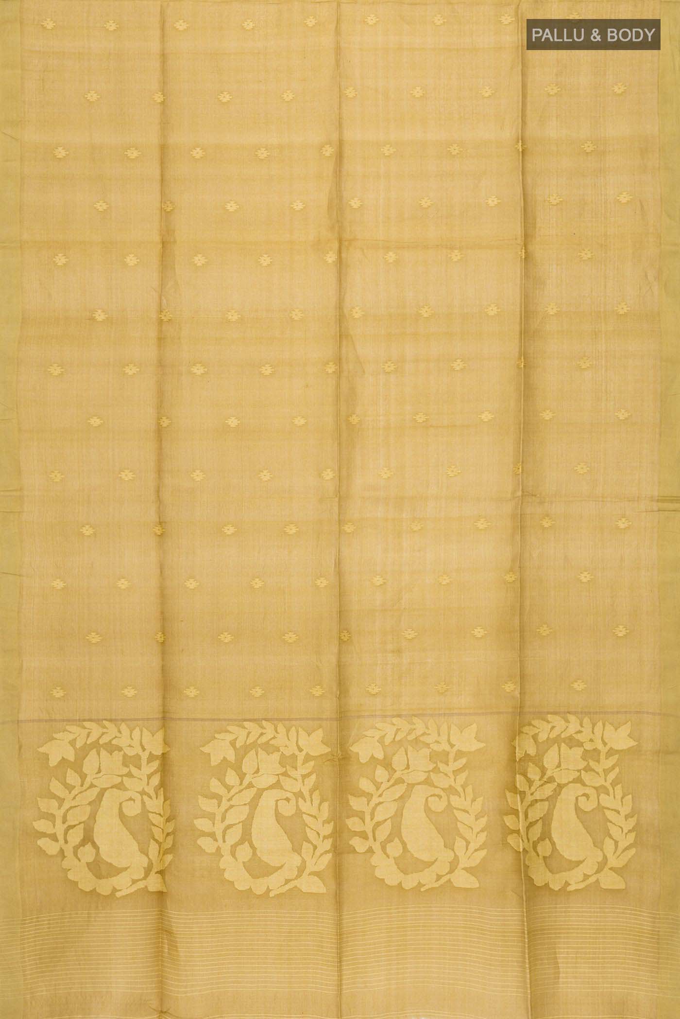 Mustard Bhagalpuri Tussar Silk Saree - Image 5