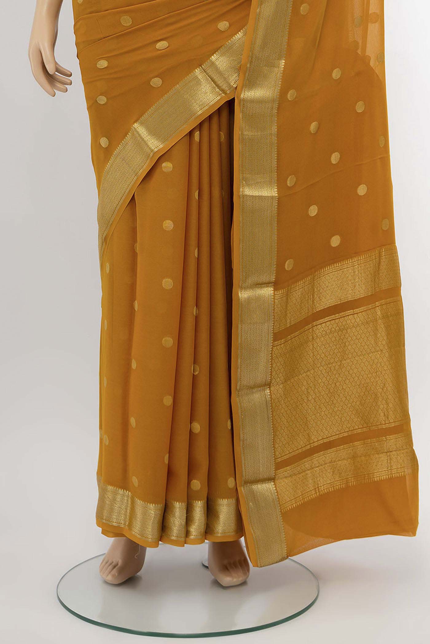 Mustard Blended Georgette Saree - Image 3