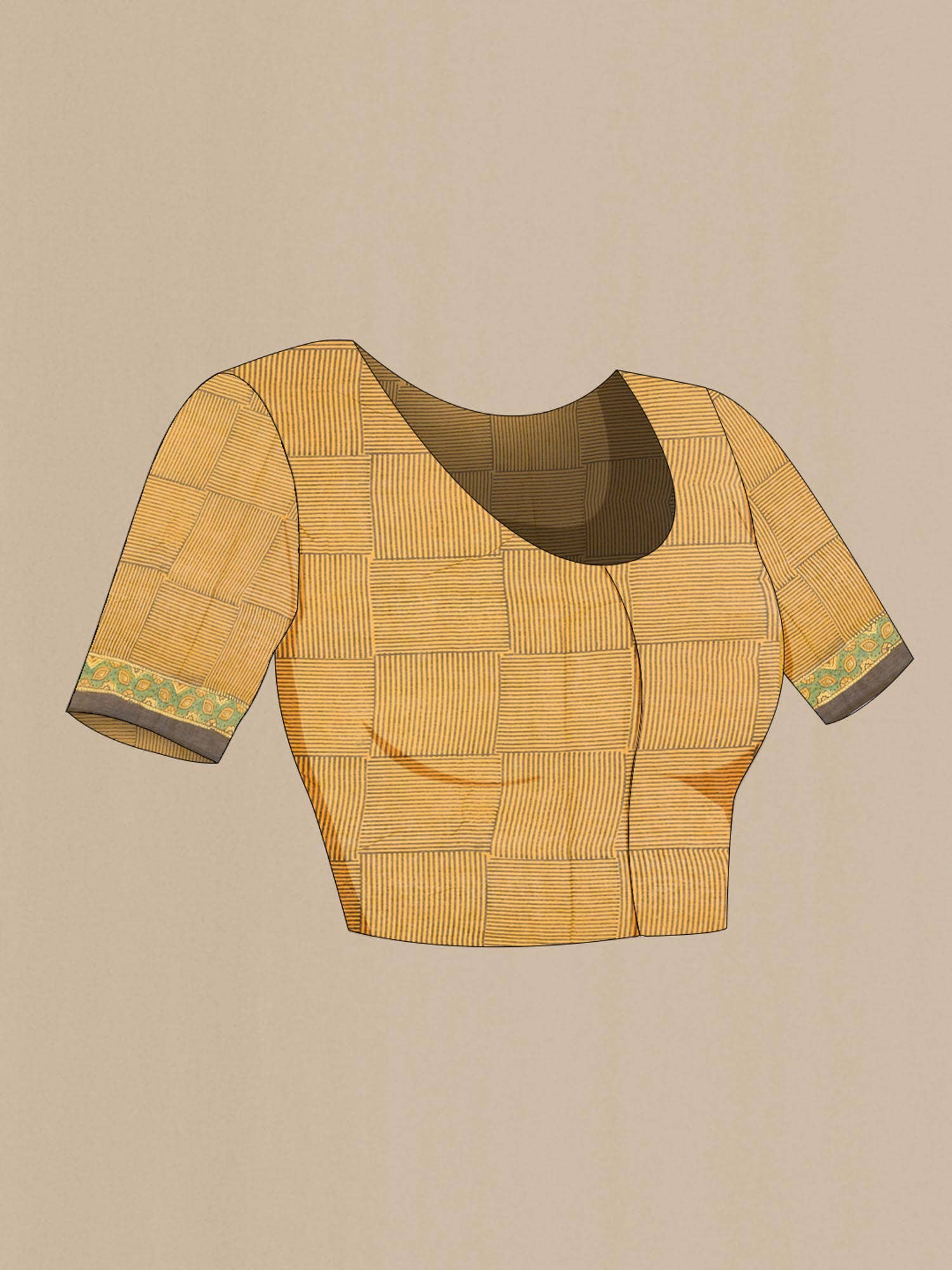 Mustard Chanderi Silk Cotton Saree - Image 3