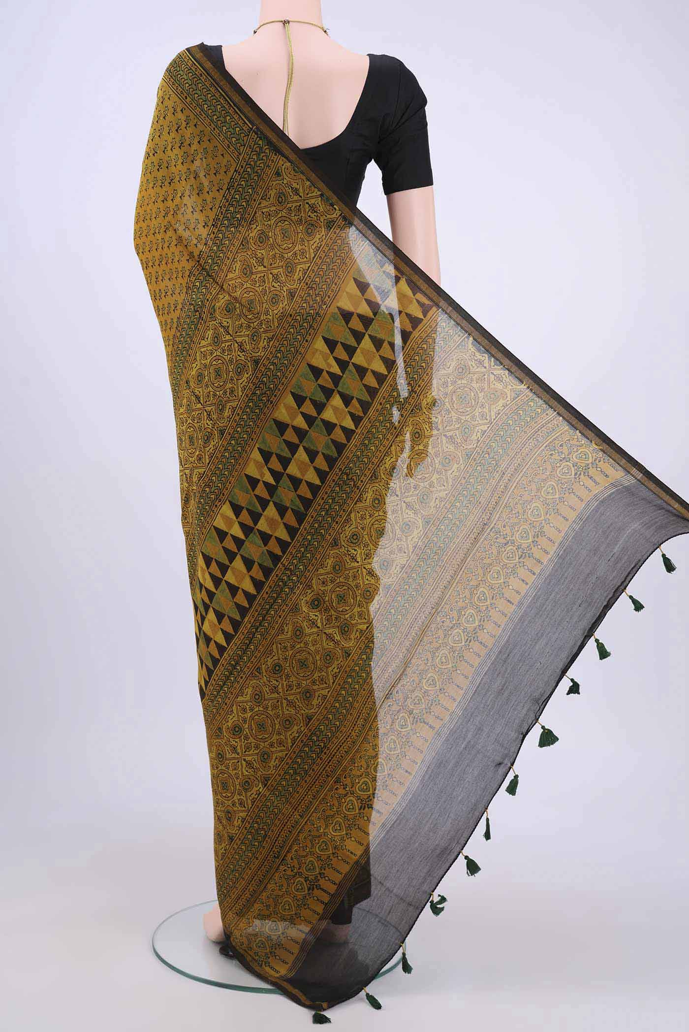 Mustard Cotton Saree - Image 3