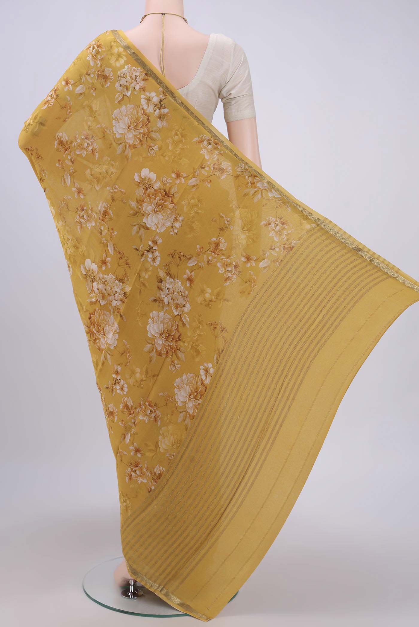 Mustard Crepe Saree - Image 3