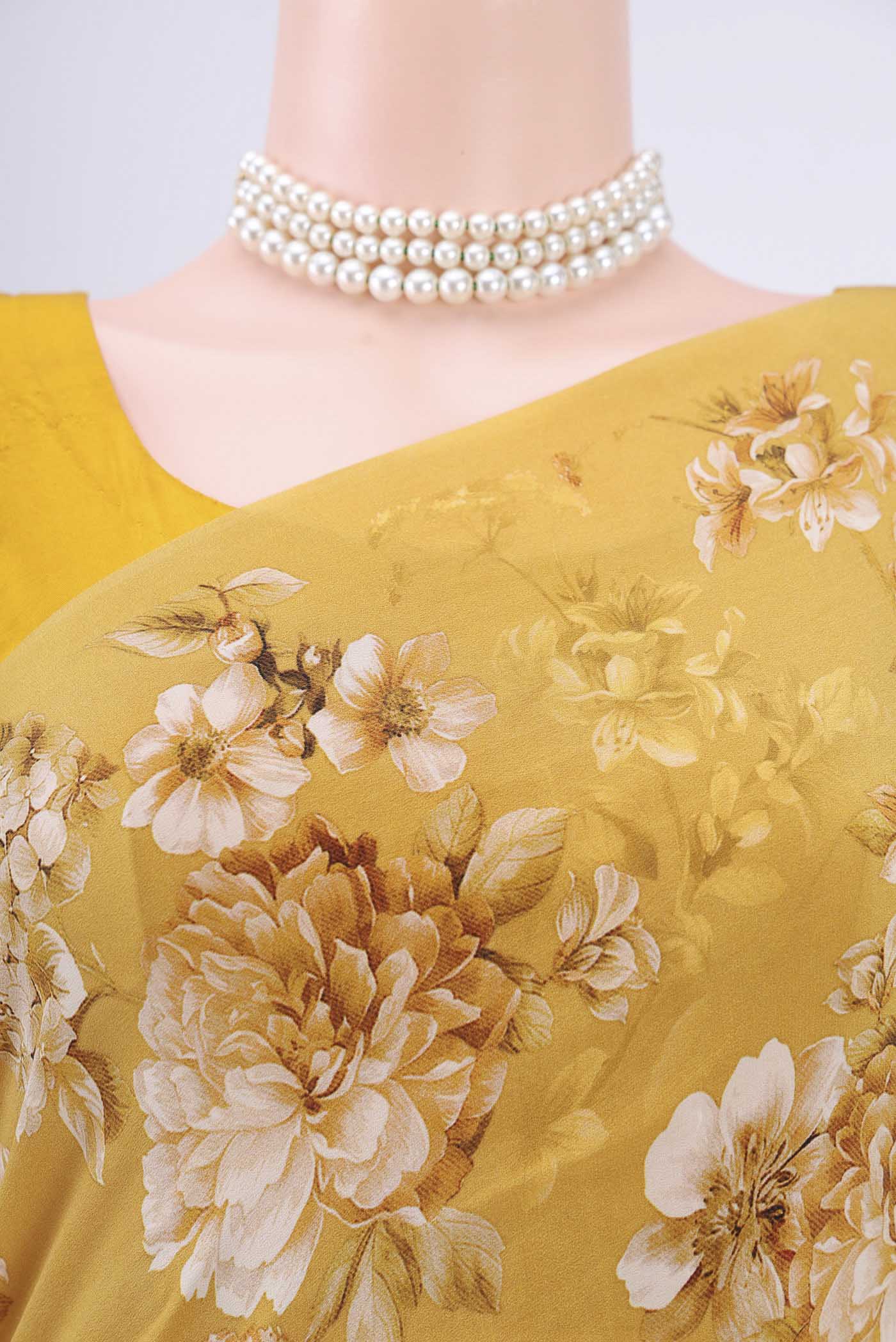 Mustard Crepe Saree - Image 2