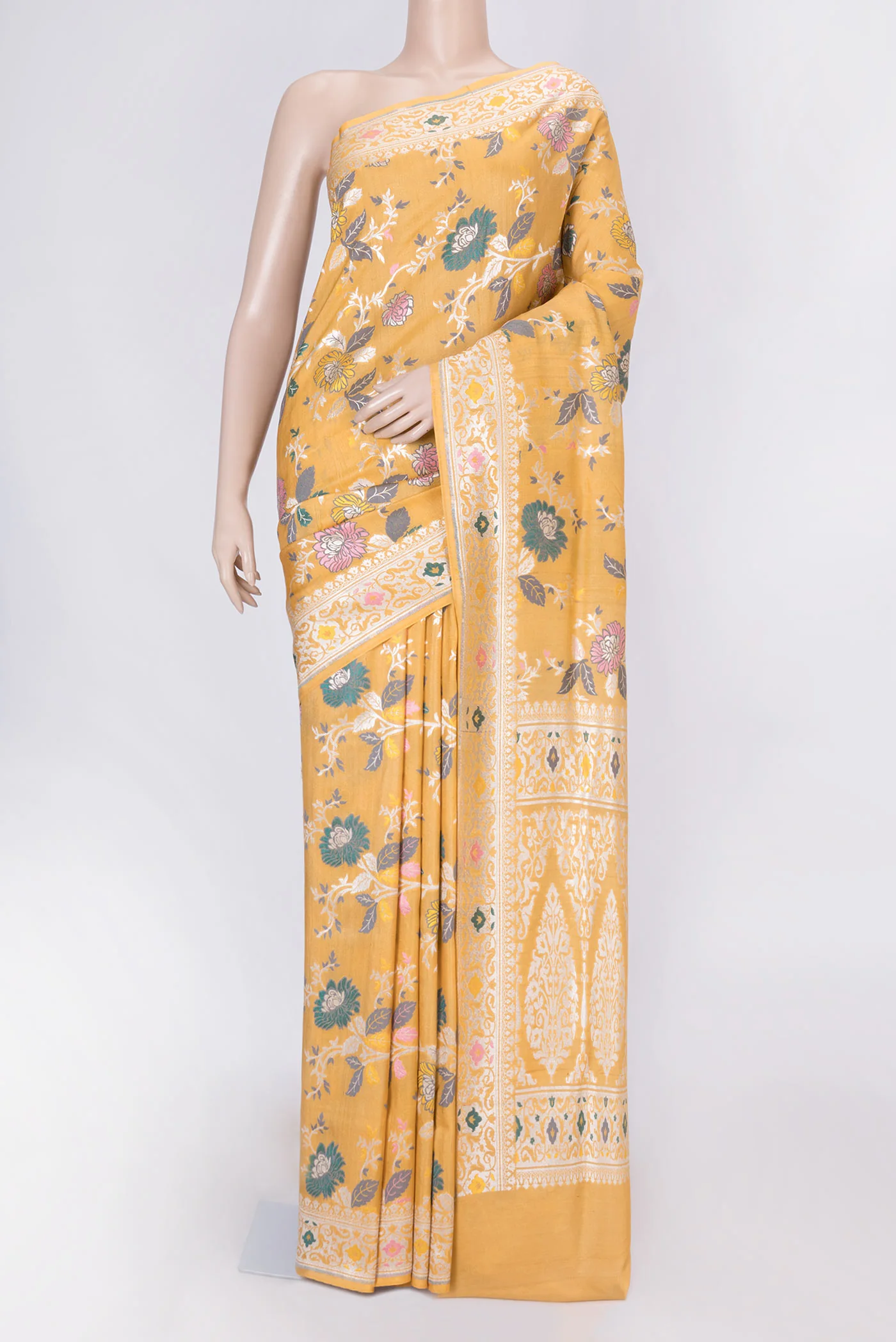 Mustard Dual Tone Banarasi Silk Saree