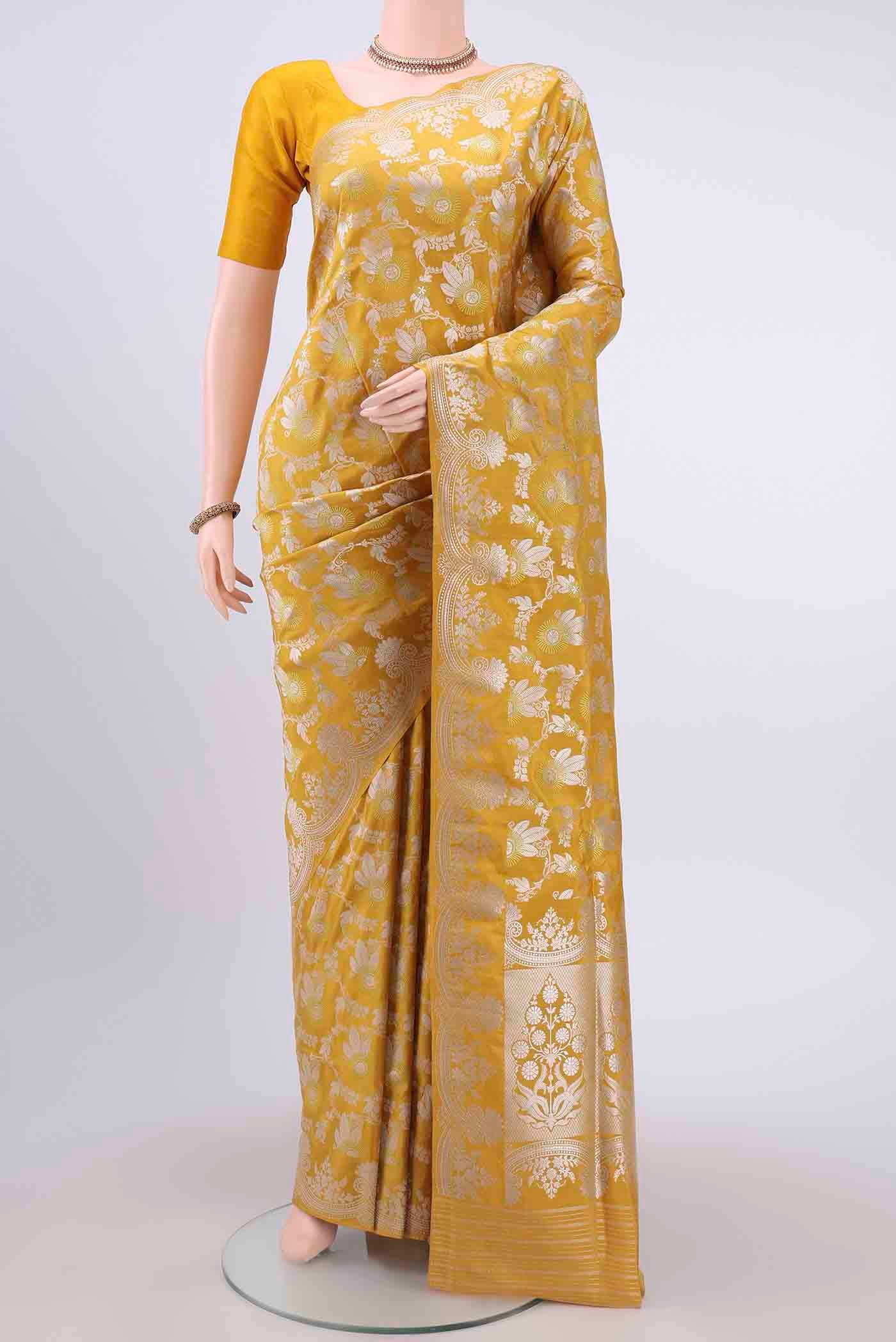 Mustard Dual Tone Banarasi Silk Saree