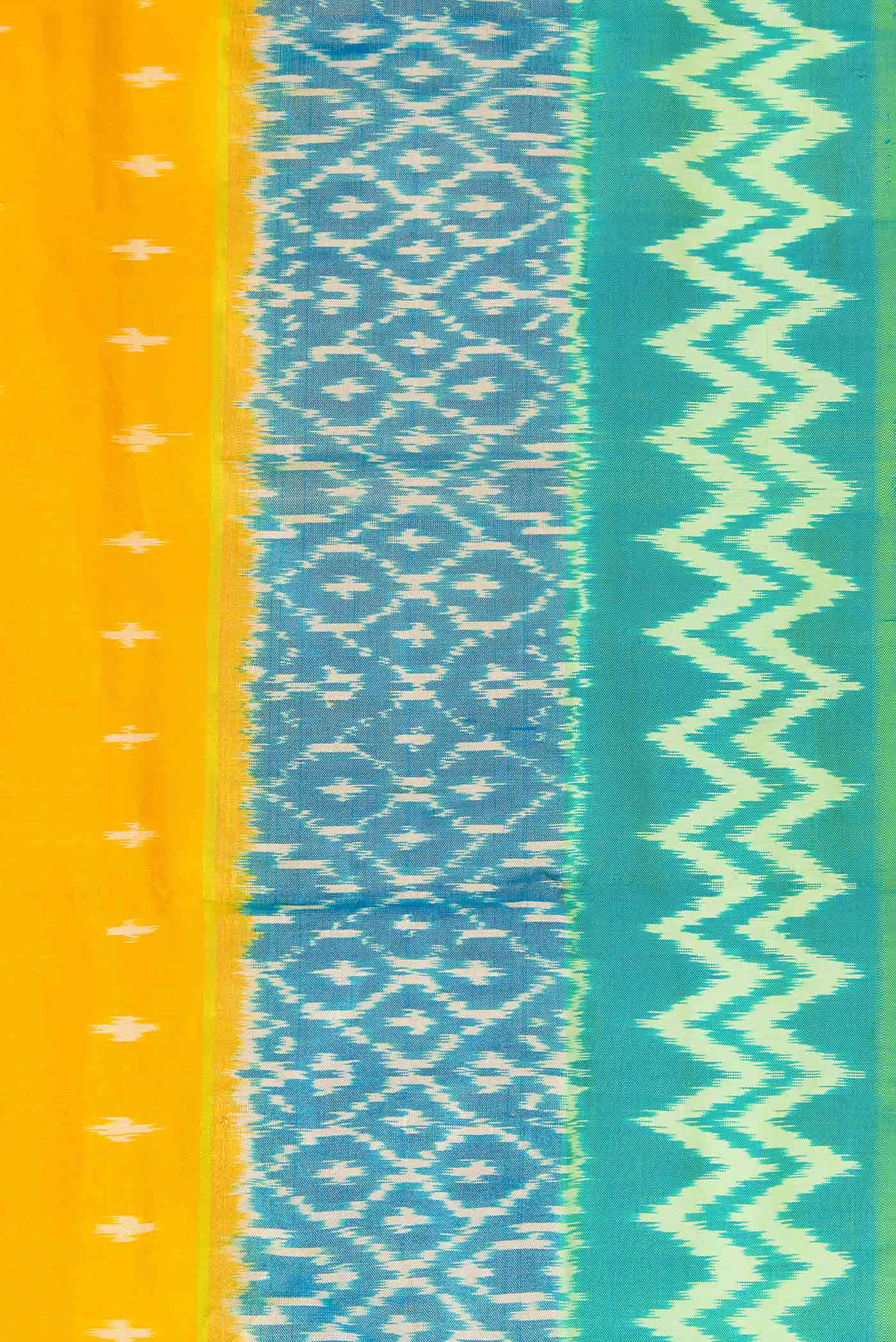 Yellow Pochampally Silk Saree - Image 3