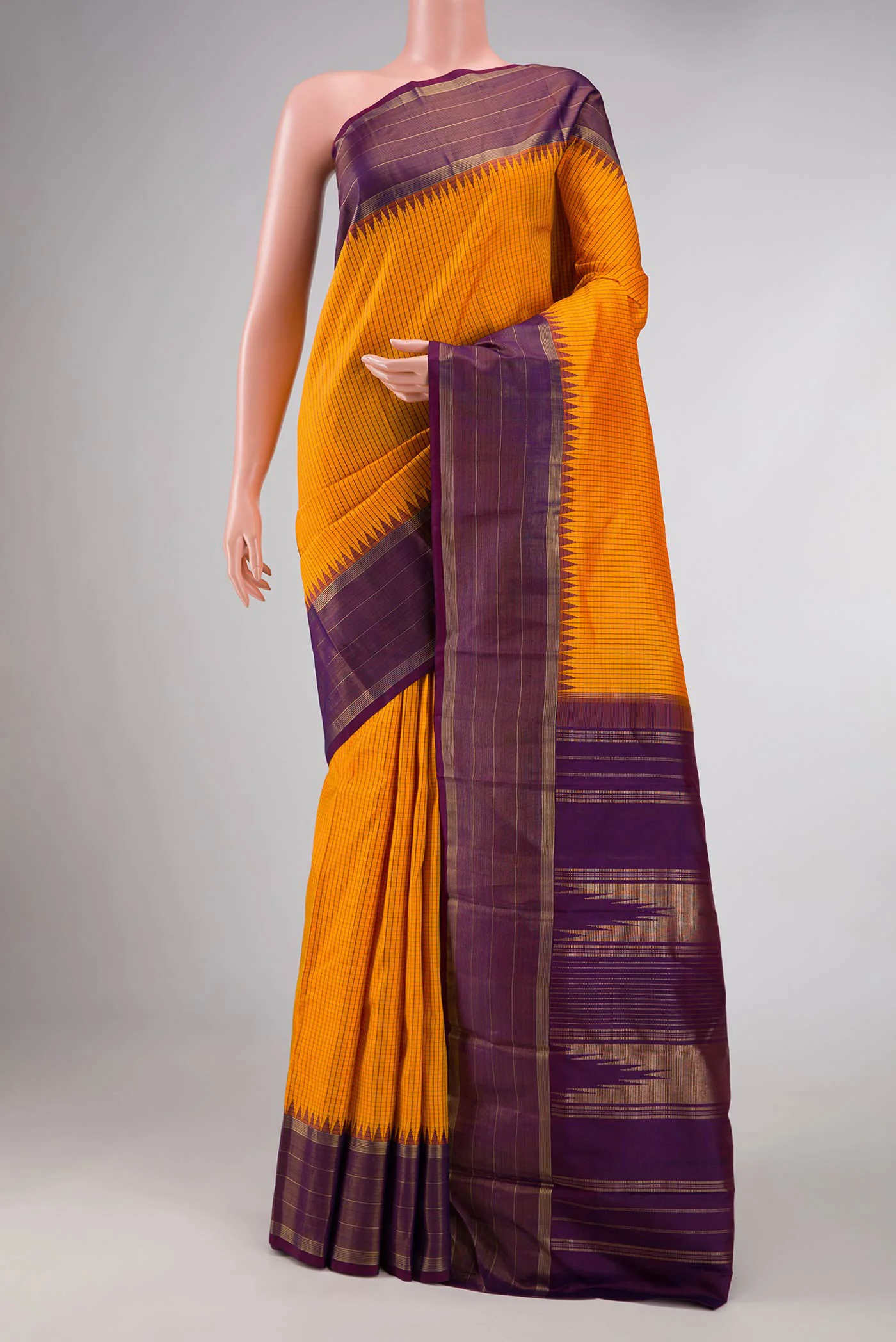 Mustard Dual Tone Kanjivaram Saree