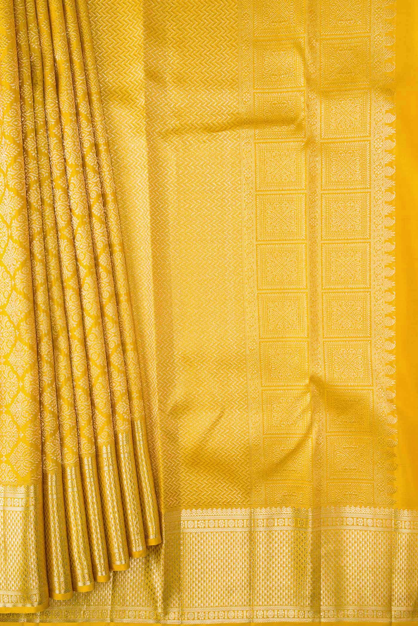 Mustard Dual Tone Kanchipuram Silk Saree - Image 4