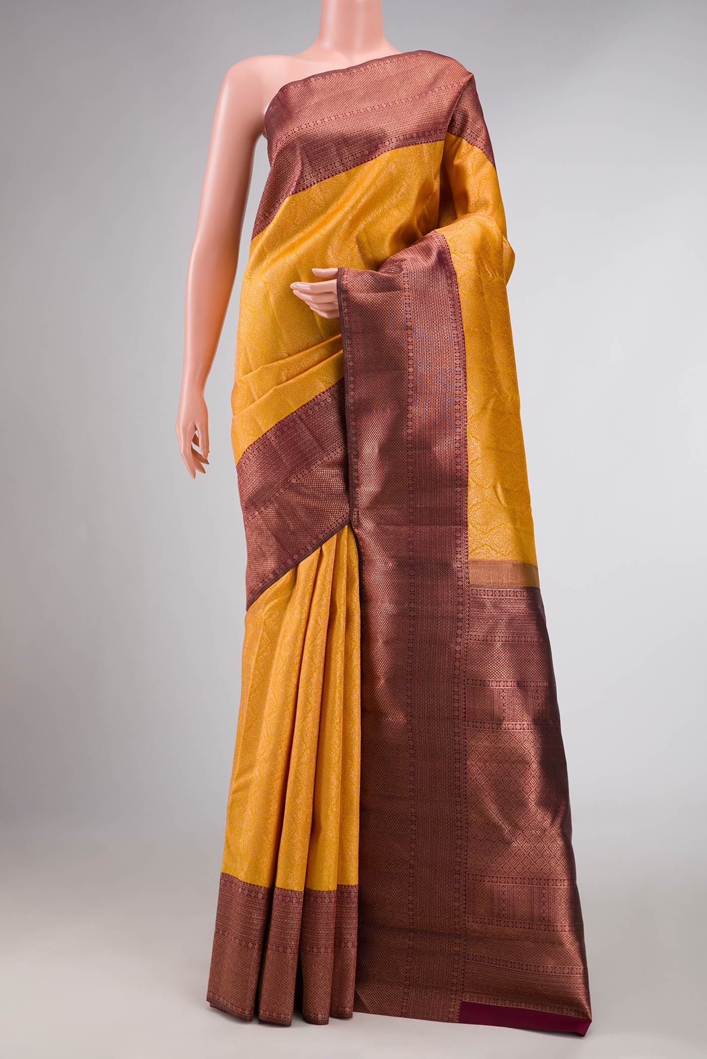 Mustard Dual Tone Kanchipuram Silk Saree