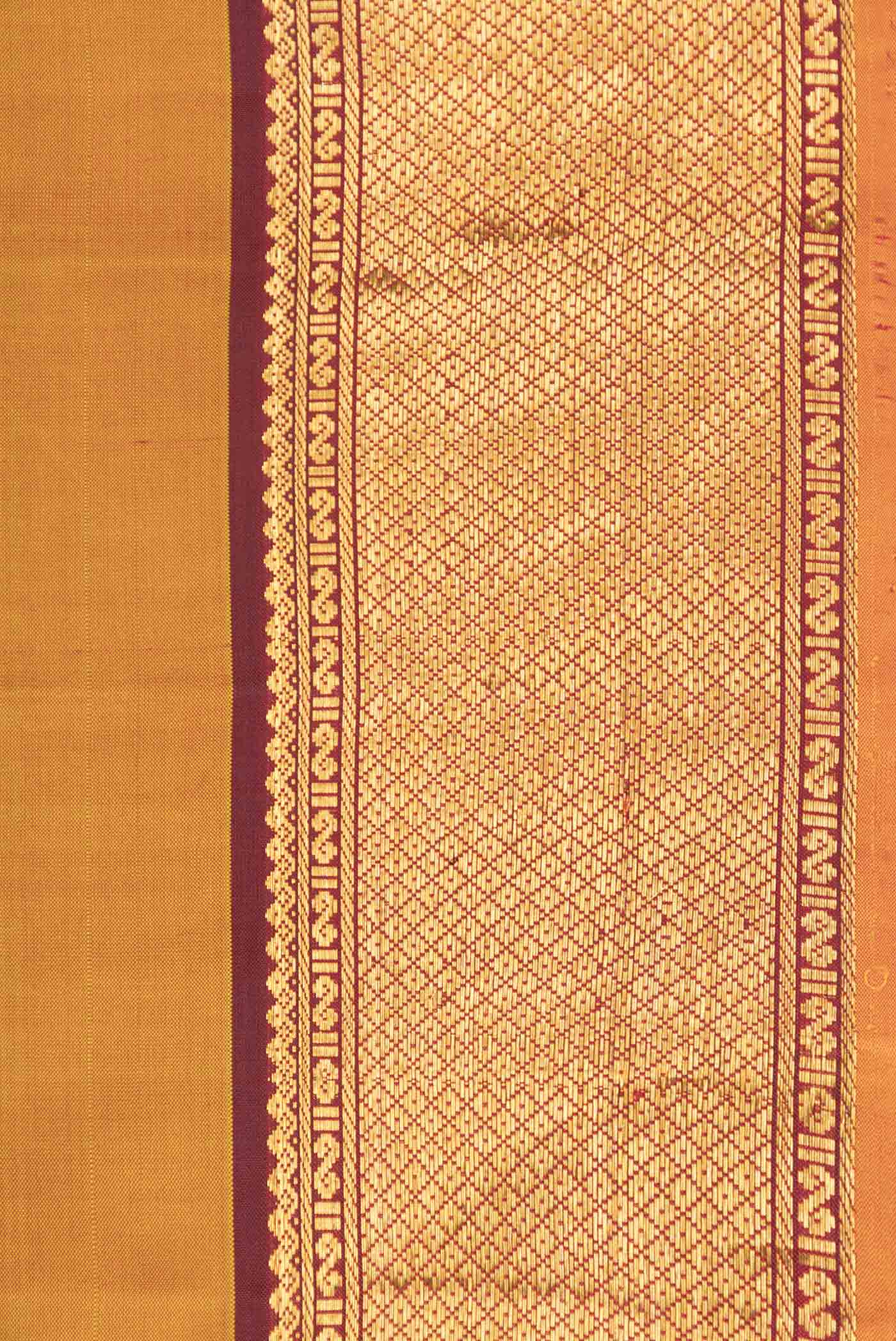 Mustard Dual Tone Kanchipuram Silk Saree - Image 3