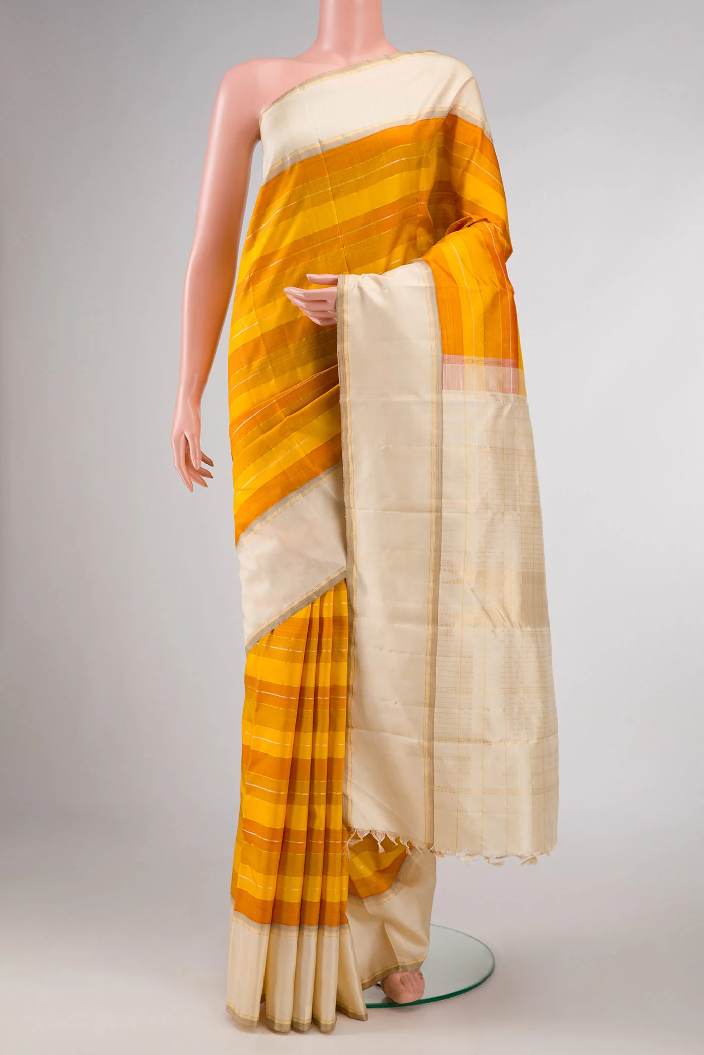 Mustard Dual Tone Kanjivaram Silk Saree