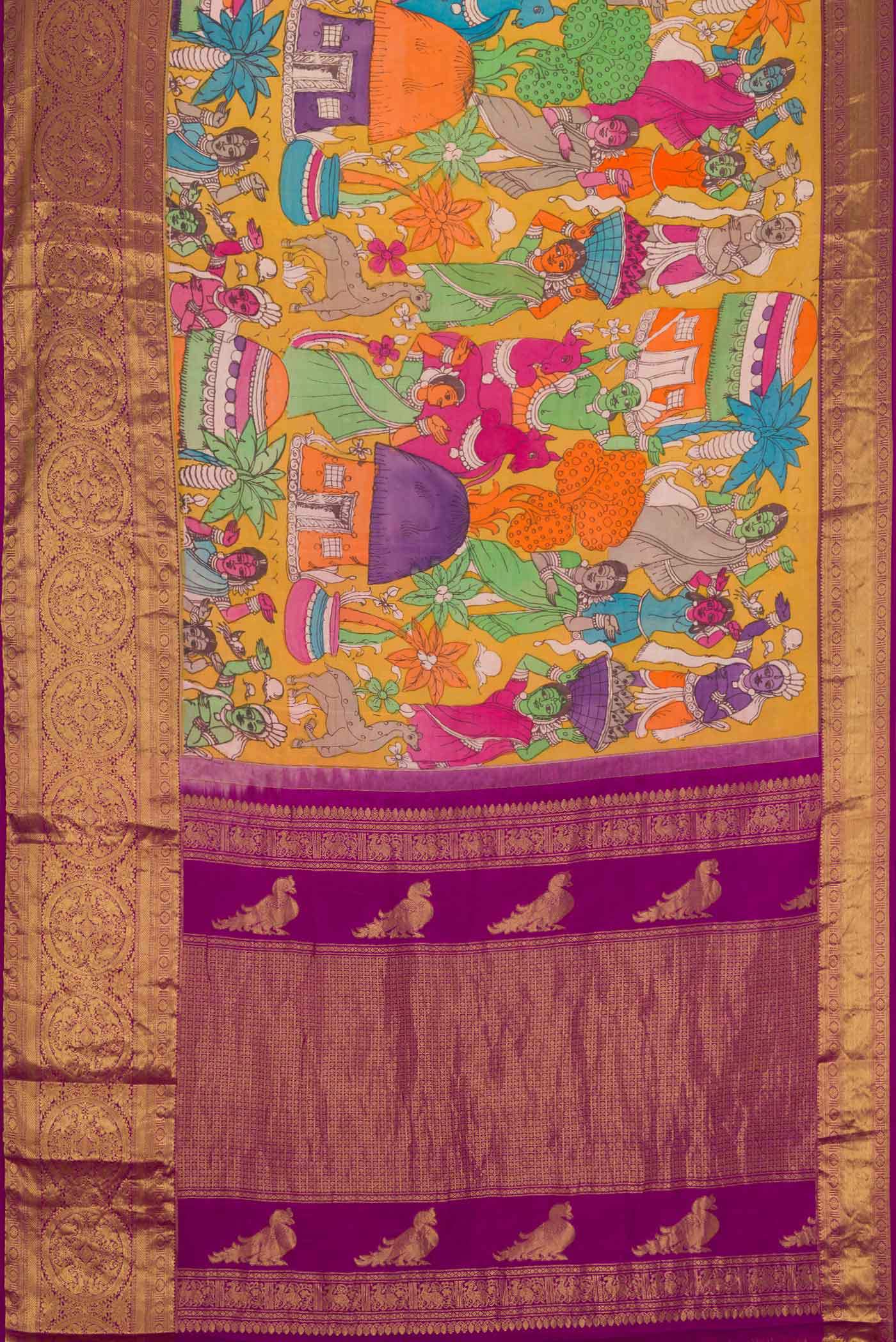 Mustard Dual Tone Kanchipuram Silk Saree - Image 6