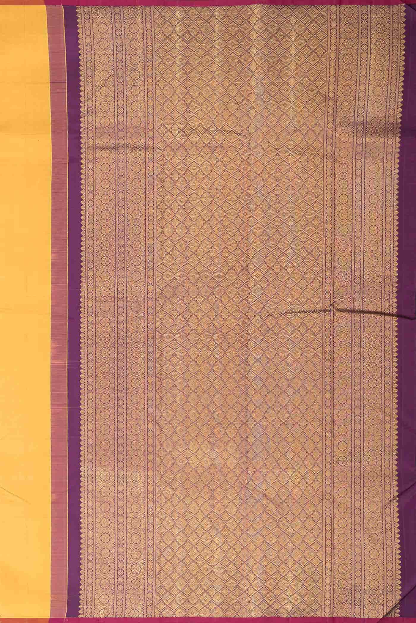 Pure Silk Pure Zari Mustard Dual Tone Kanchipuram Saree - Image 5