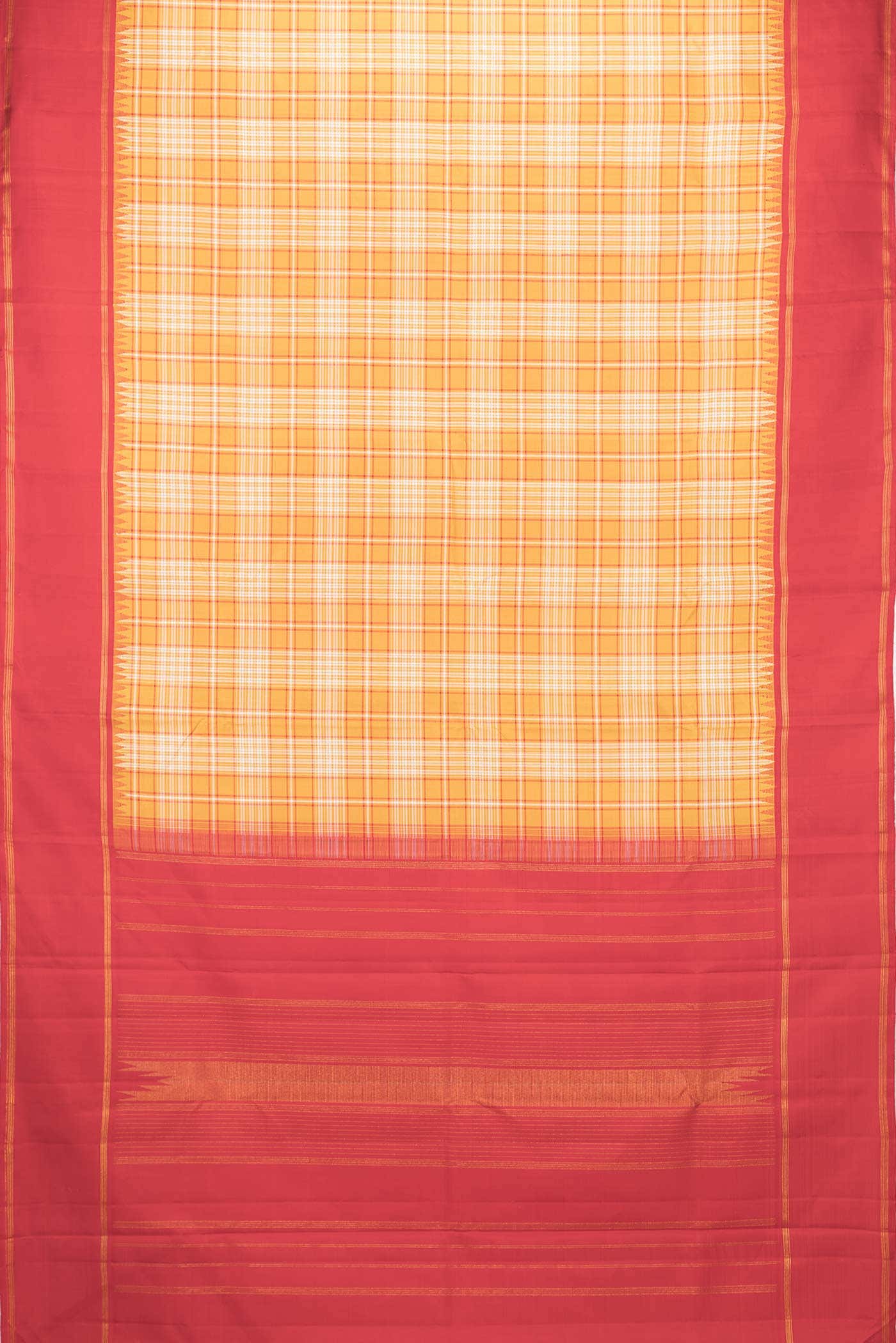 Pure Silk Pure Zari Mustard Dual Tone Kanjivaram Saree - Image 4