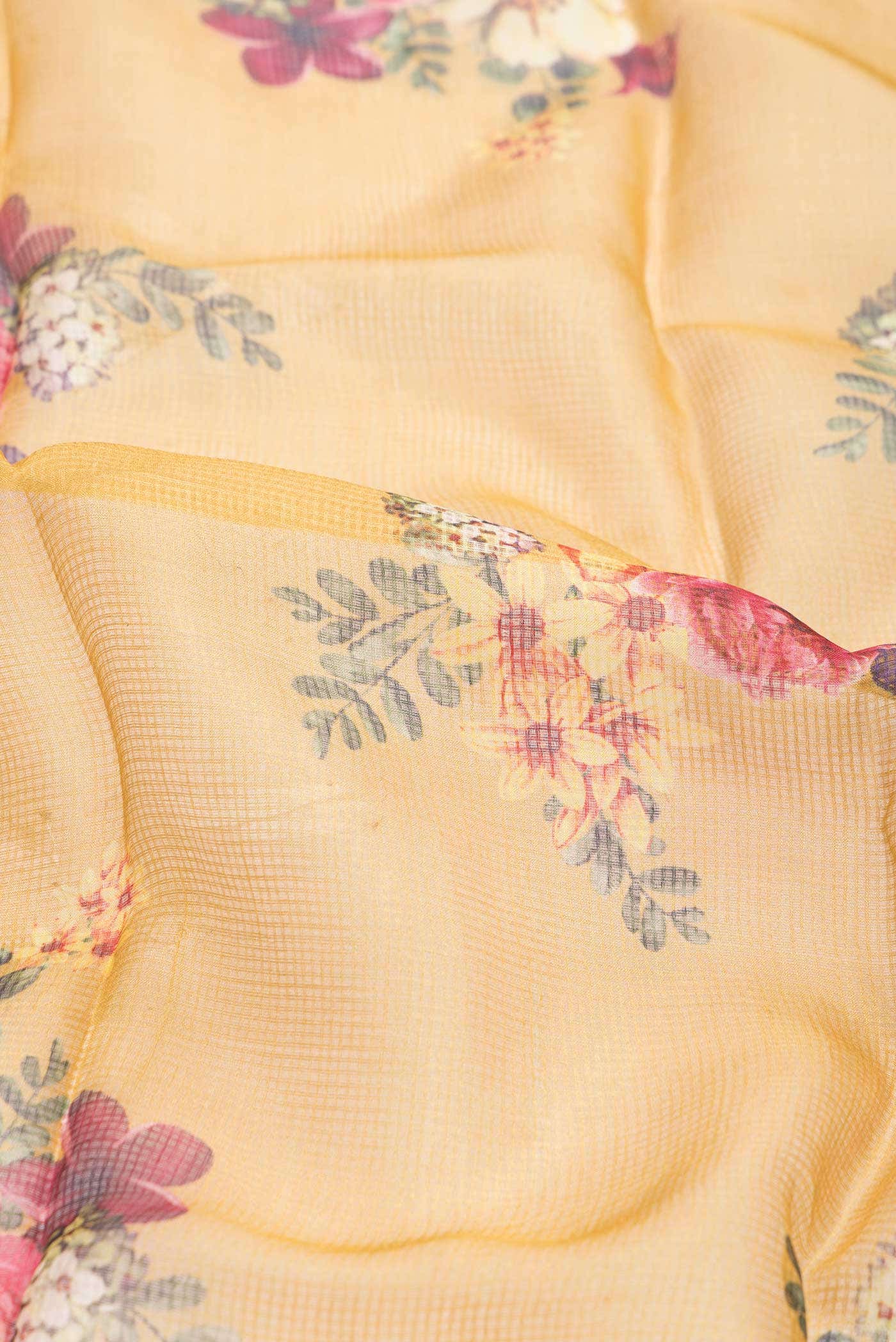 Mustard Dual Tone Kota Silk Saree - Image 2