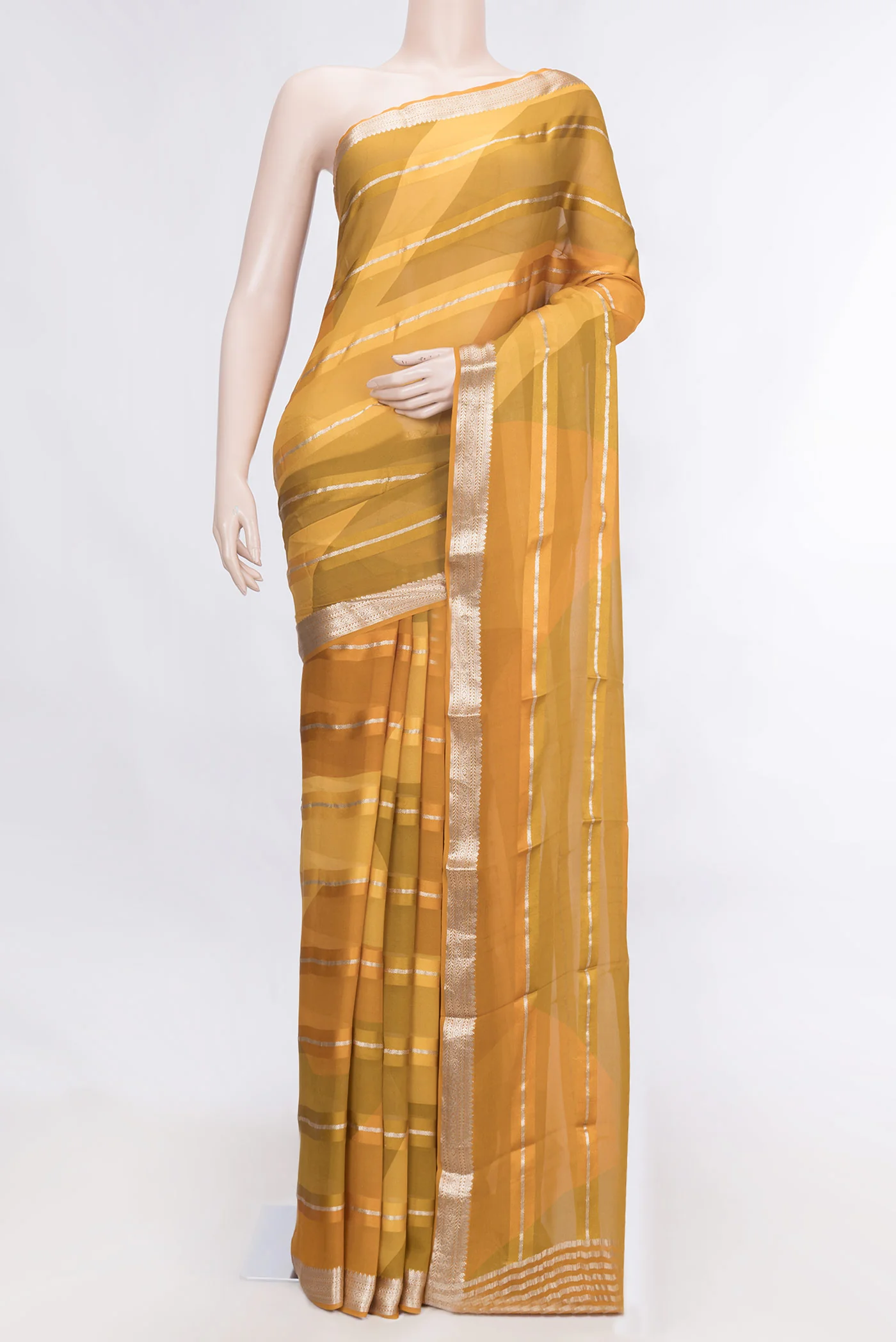 Mustard Dual Tone Mysore Georgette Saree