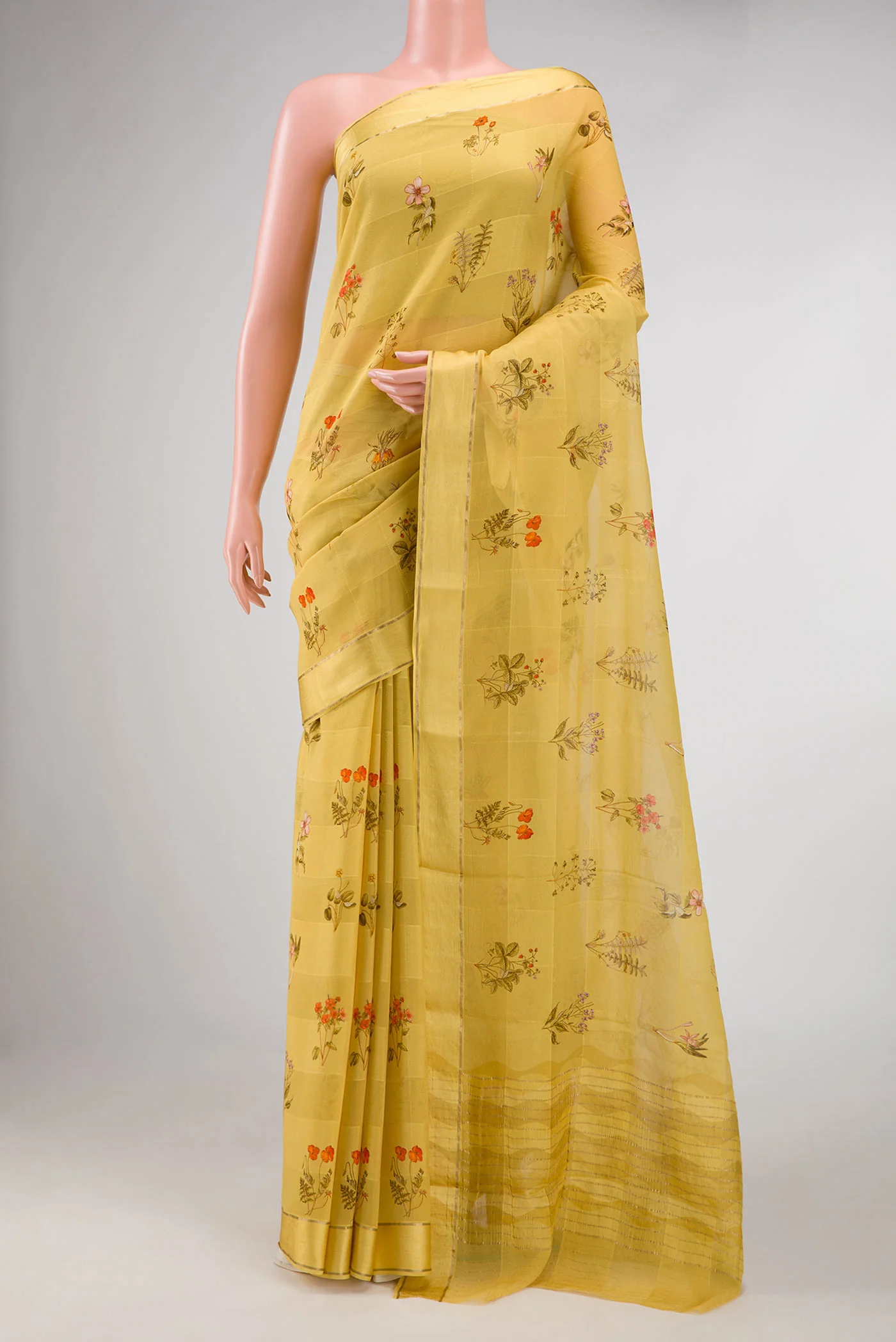 Mustard Dual Tone Mysore Georgette Saree