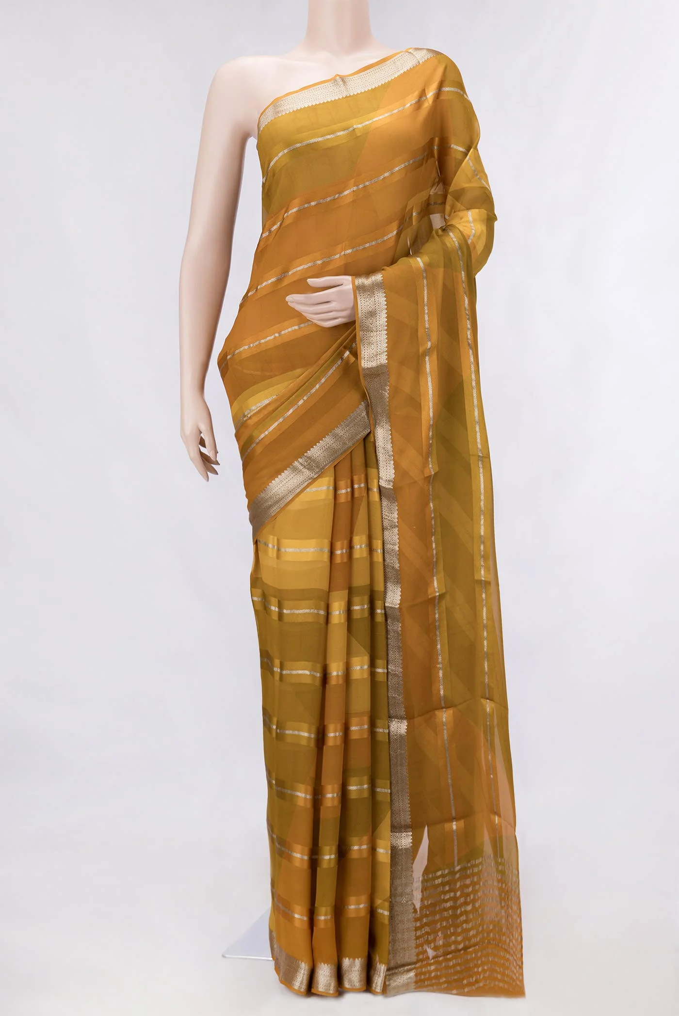 Mustard Dual Tone Mysore Georgette Saree
