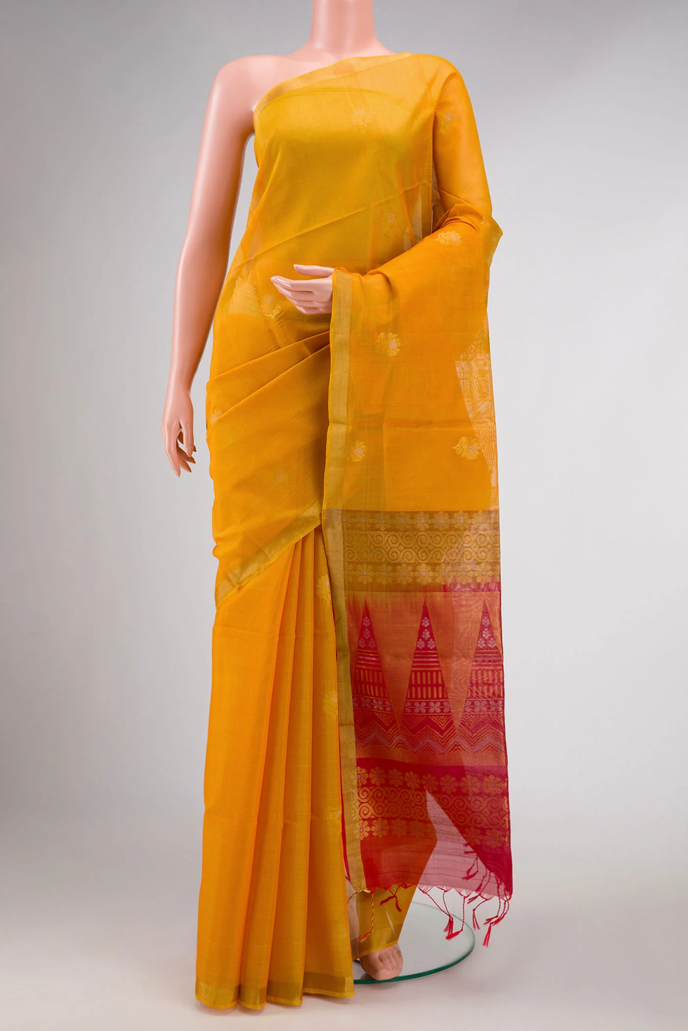 Mustard Dual Tone Silk Cotton Saree