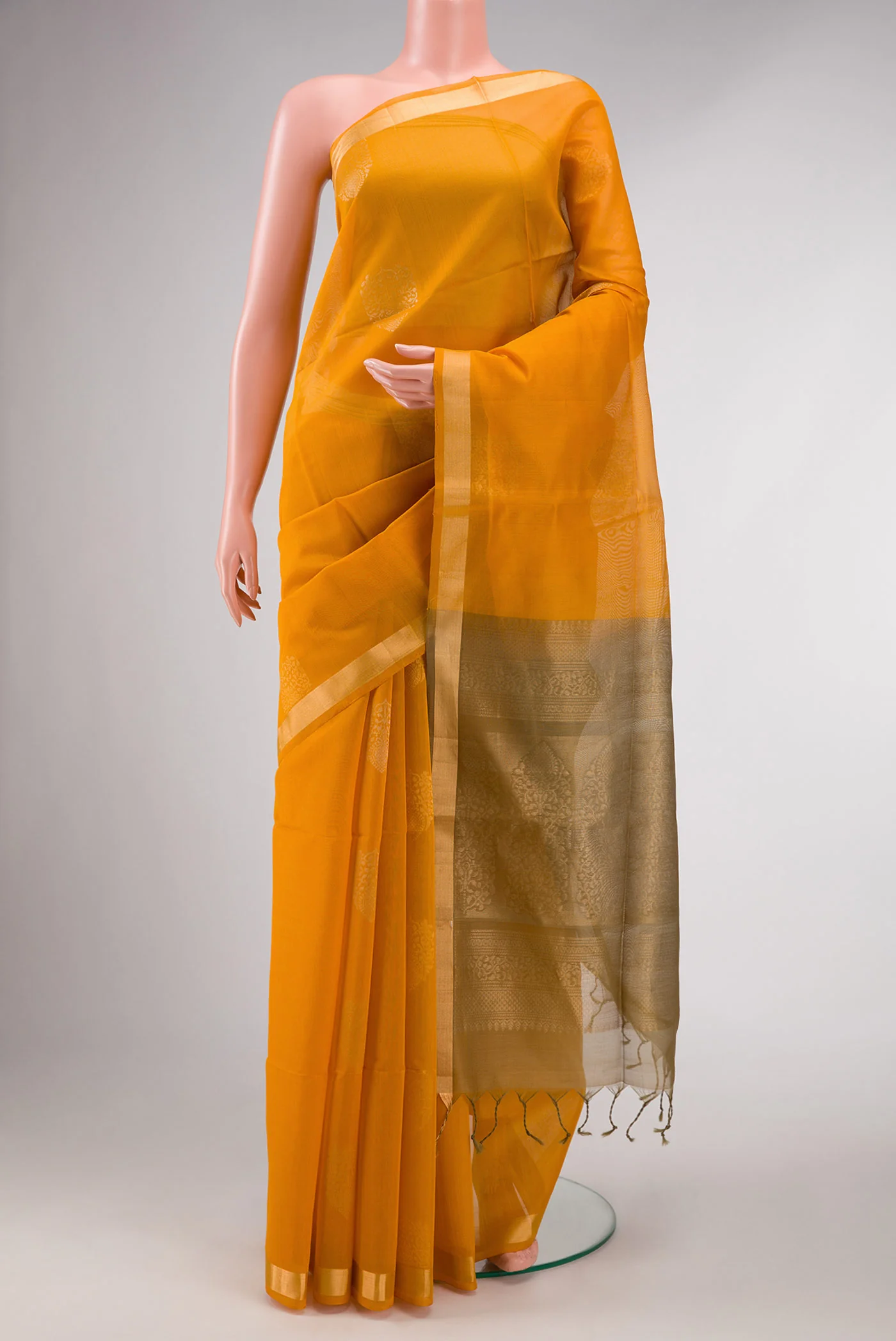 Mustard Dual Tone Silk Cotton Saree
