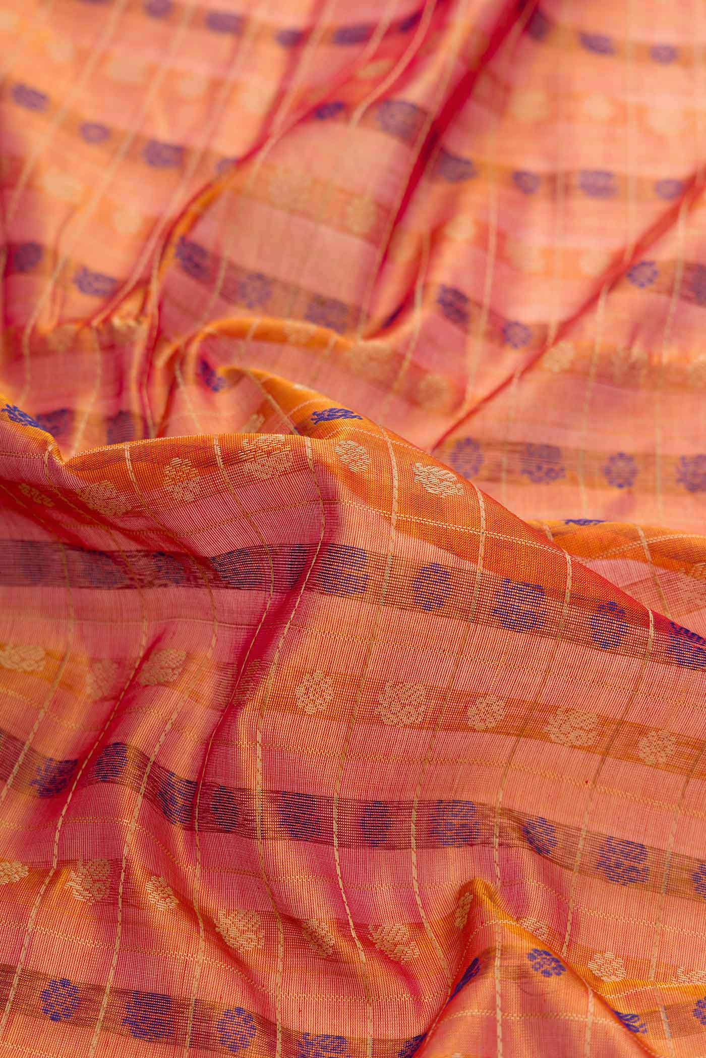 Orange Silk Cotton Saree - Image 2