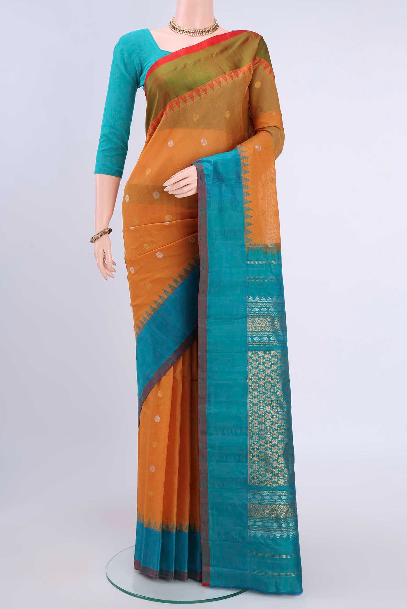 Mustard Gadwal Silk Saree