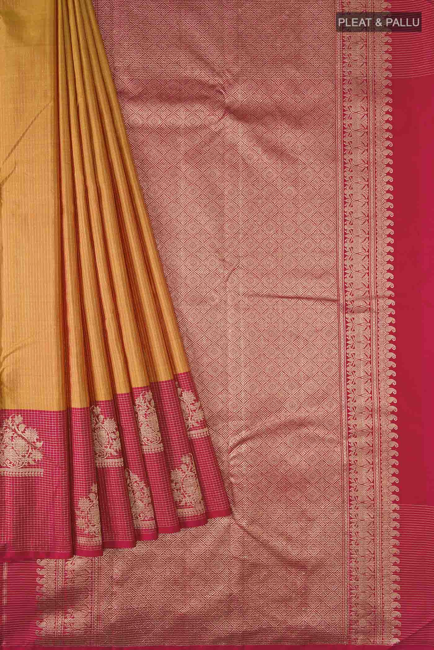 Mustard Kanjivaram Silk Saree - Image 4
