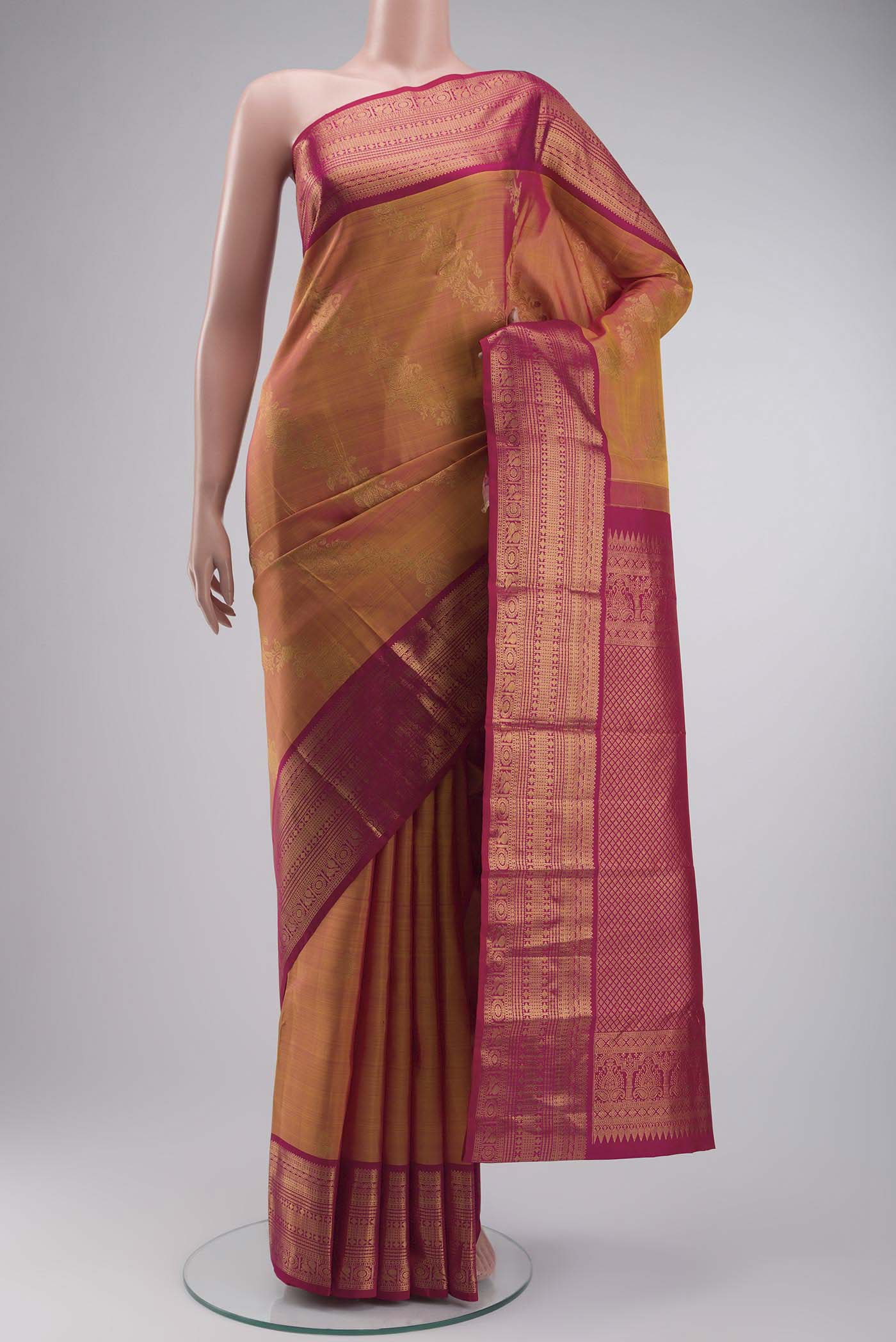 Mustard Kanjivaram Silk Saree