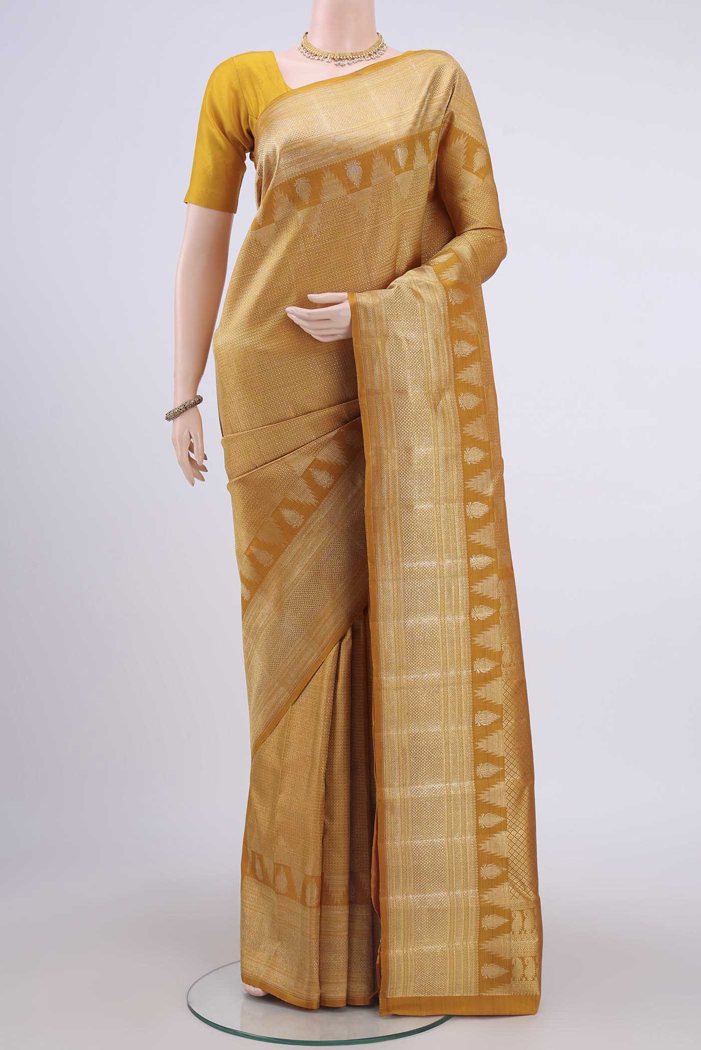 Mustard Kanchipuram Silk Saree