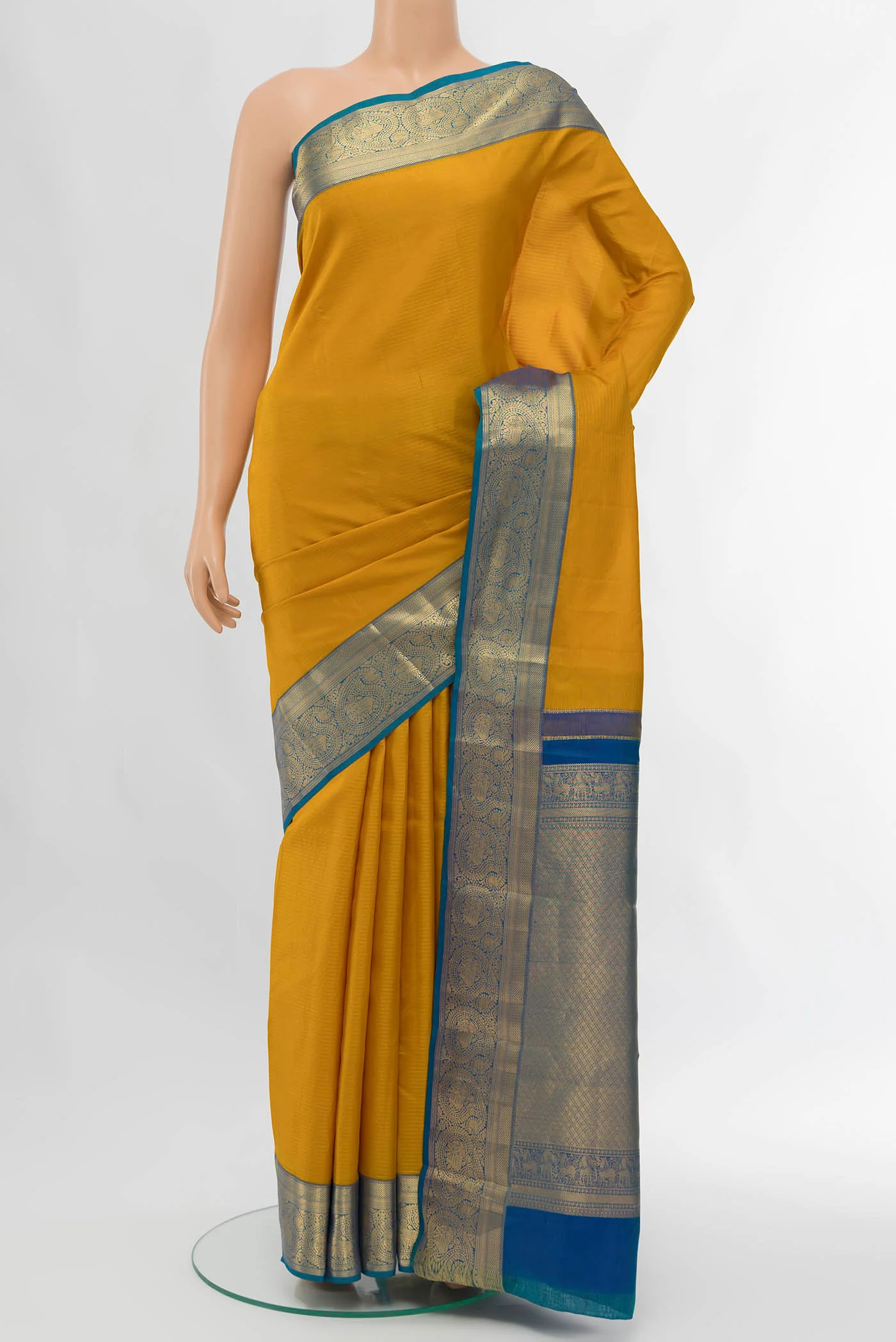 Mustard Kanchipuram Silk Saree