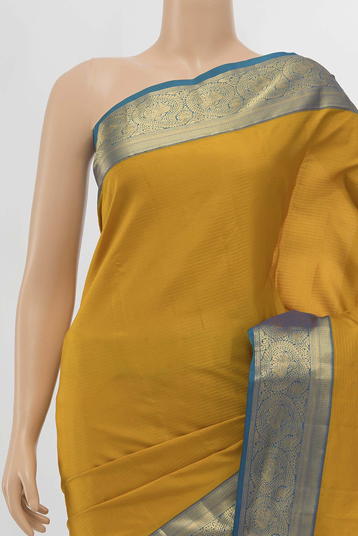 Mustard Kanchipuram Silk Saree - Image 2