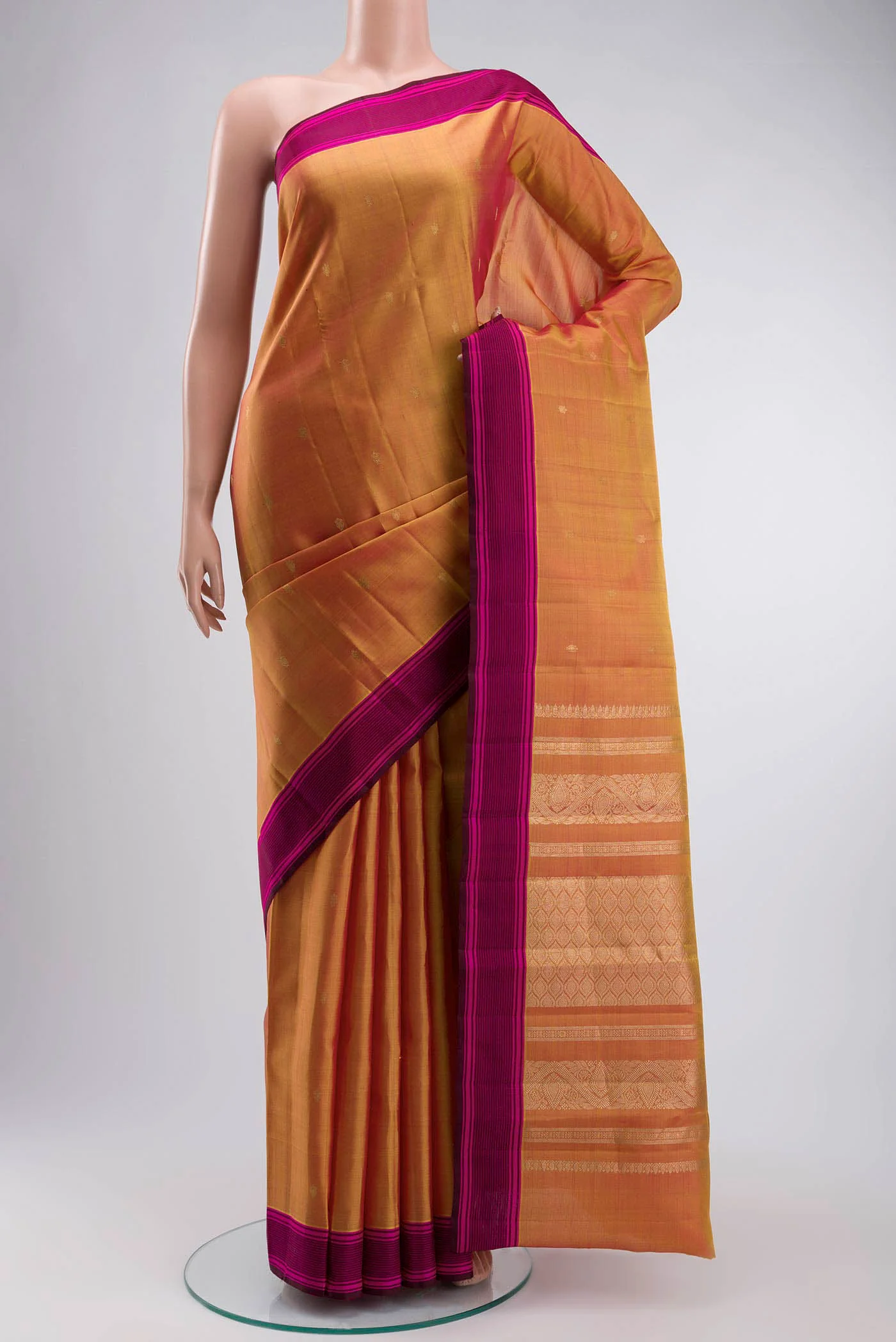 Mustard Kanchipuram Silk Saree
