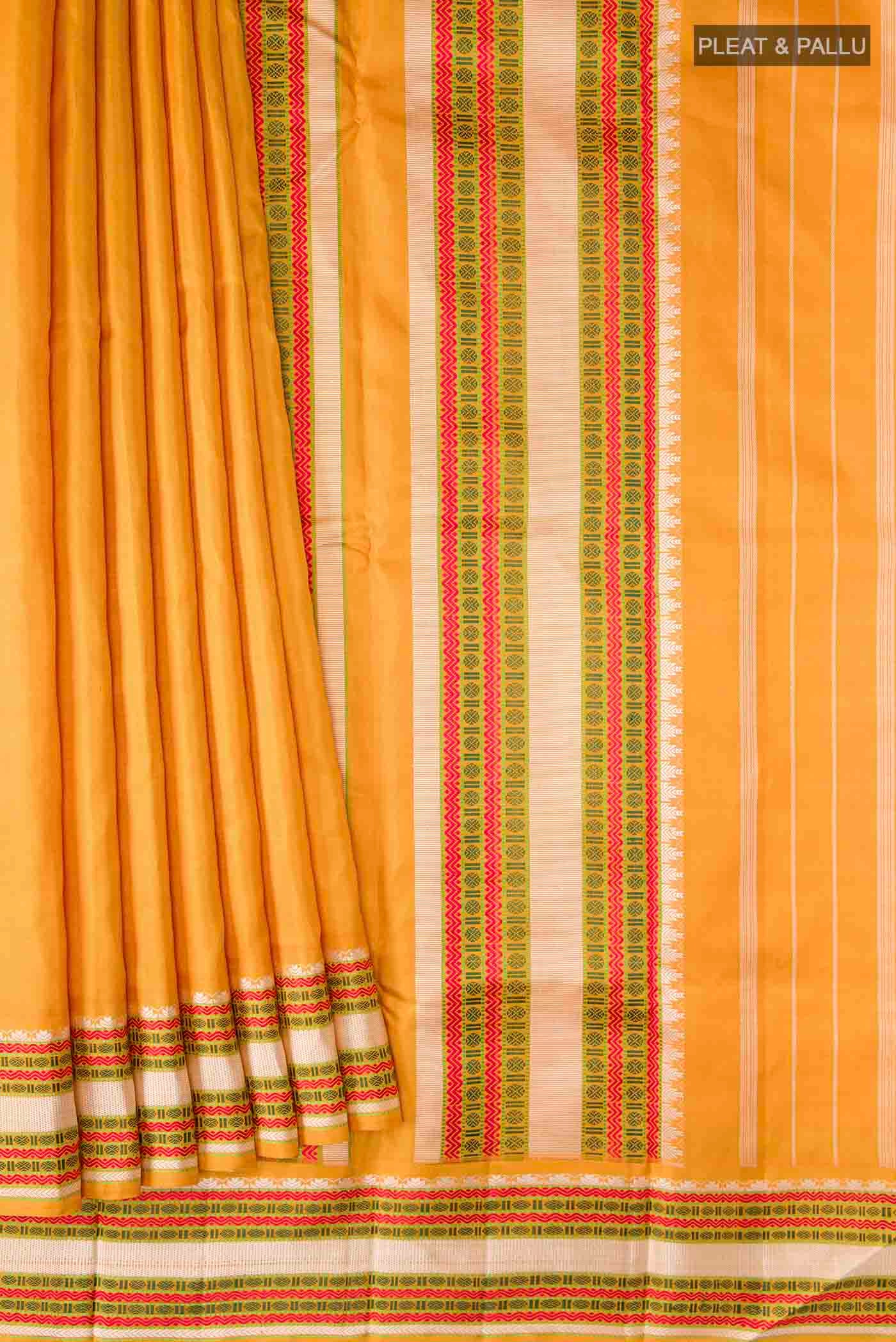 Mustard Kanchipuram Silk Saree - Image 4