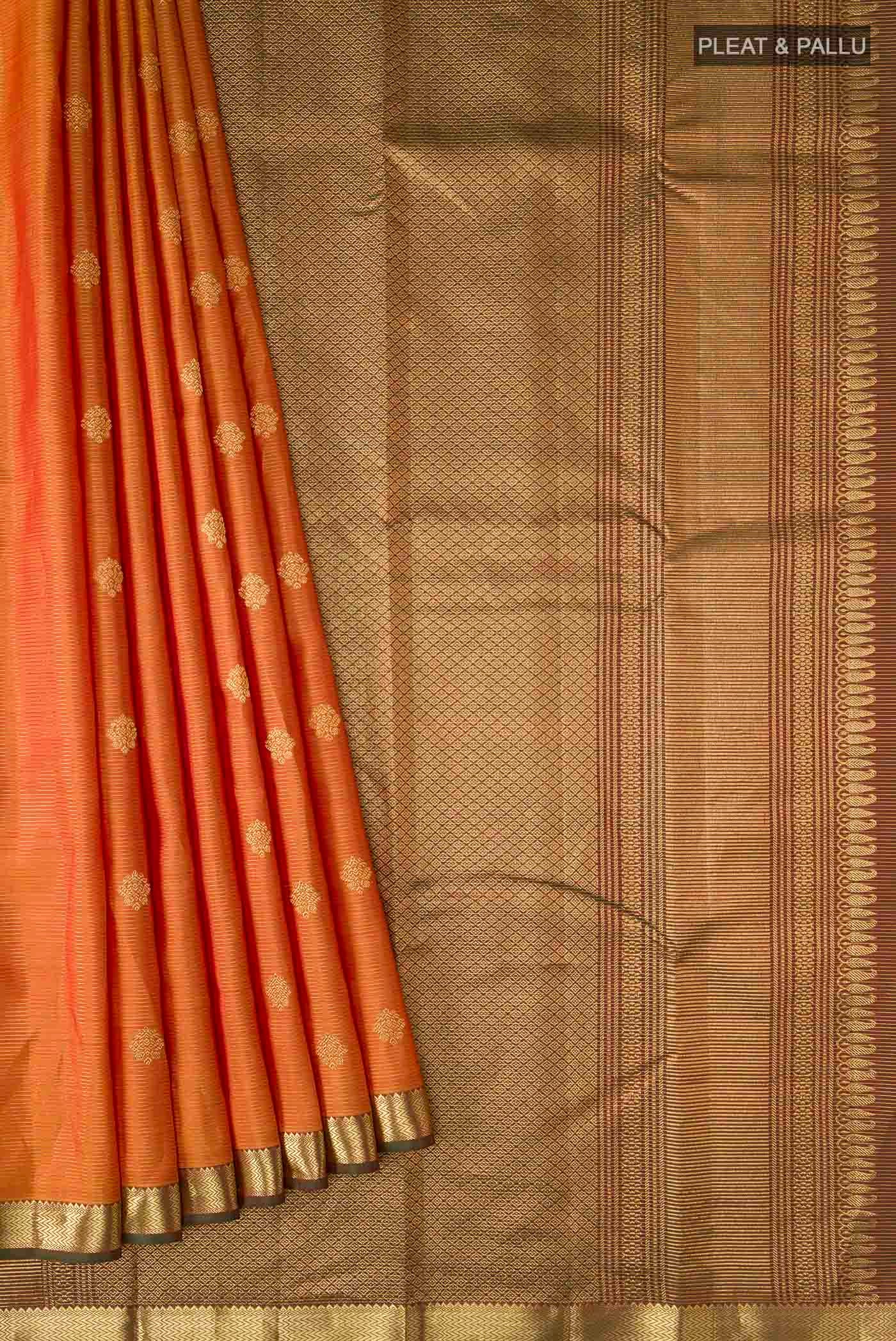 Mustard Kanchipuram Silk Saree - Image 4