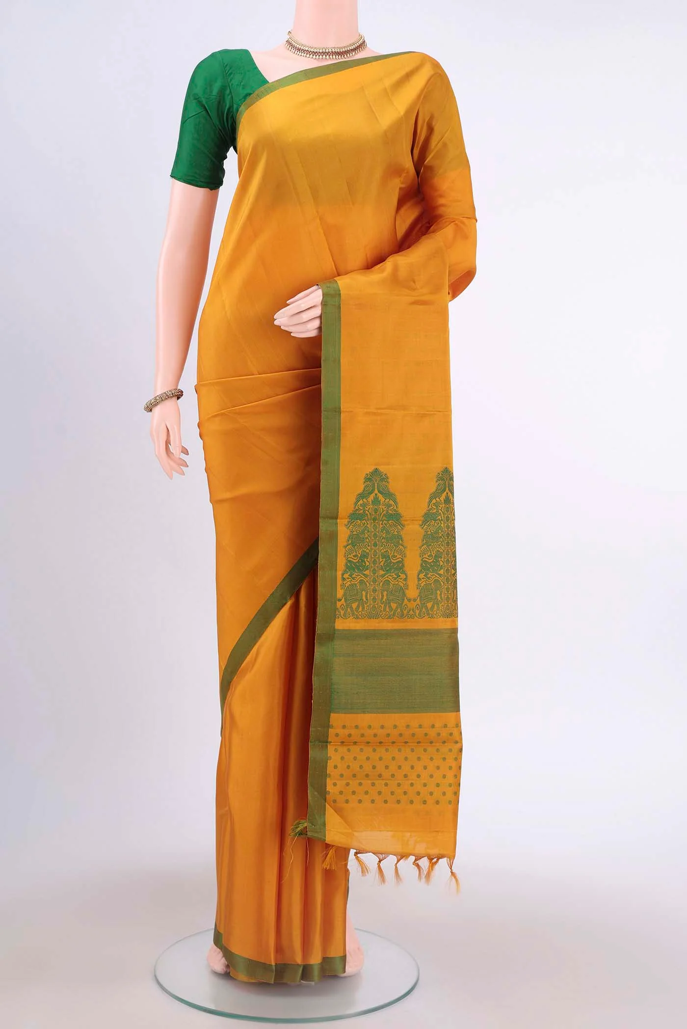 Mustard Kanjivaram Silk Saree