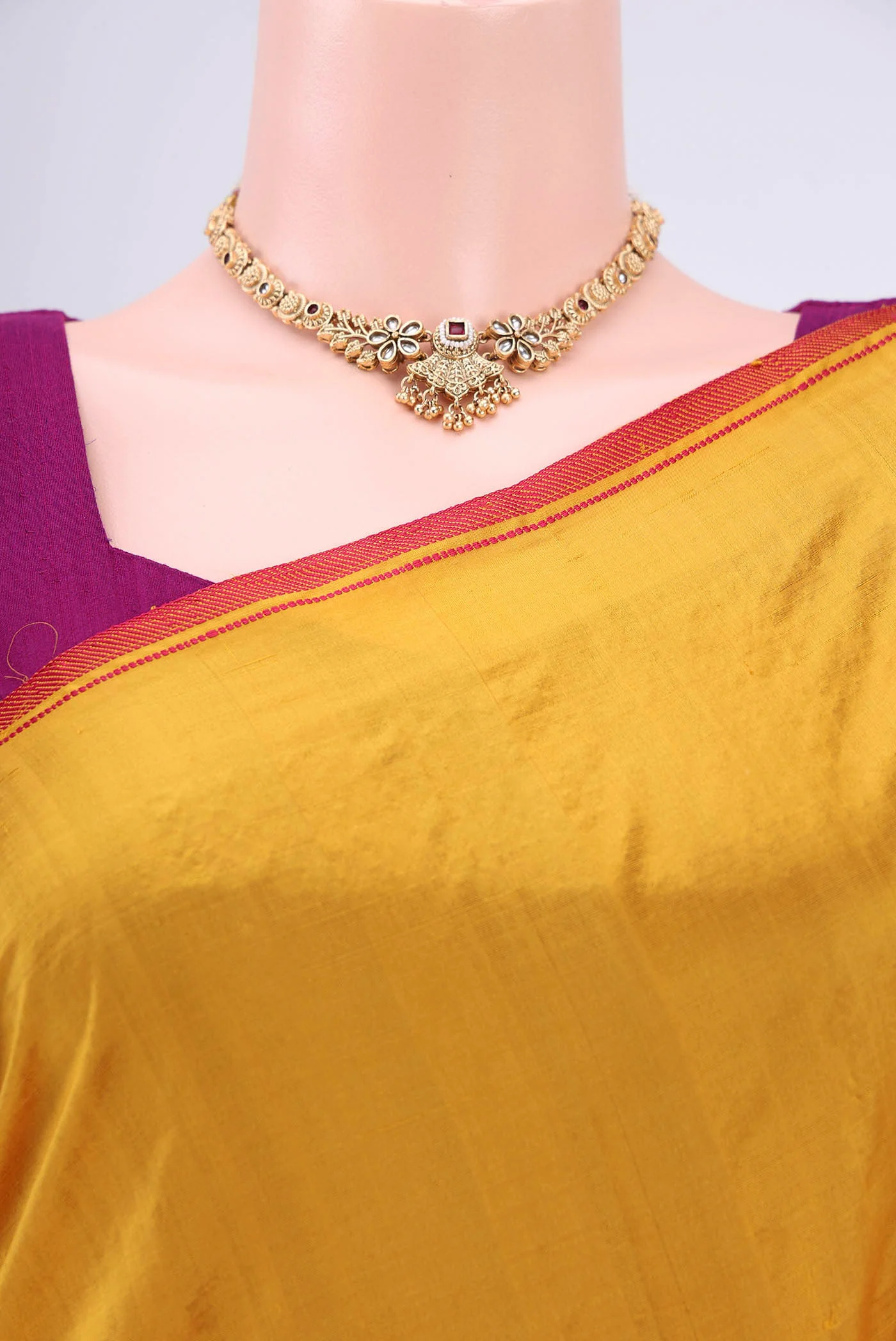 Mustard Kanchipuram Silk Saree - Image 2