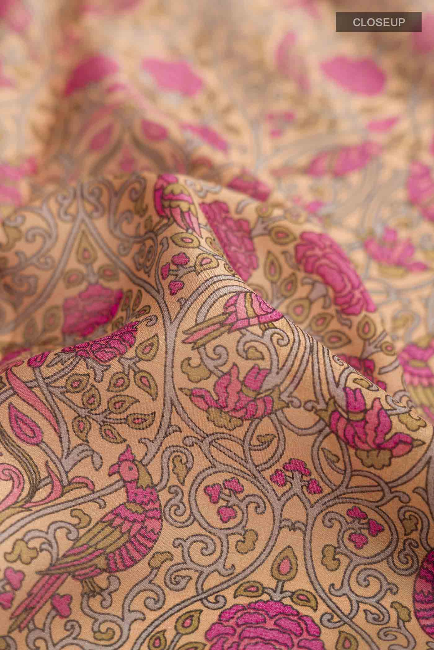 Mustard Mysore Crepe Saree - Image 2