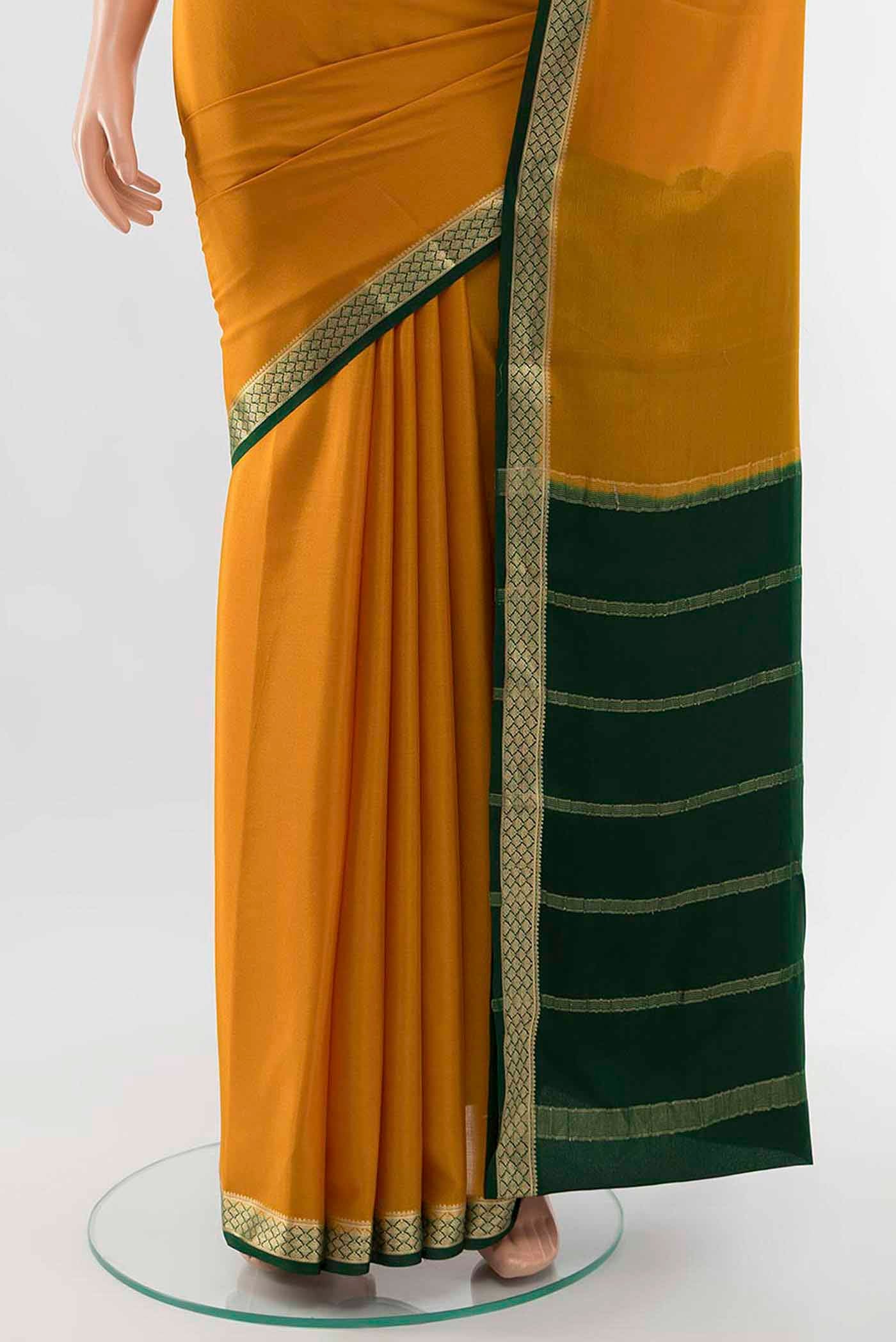 Mustard Mysore Crepe Saree - Image 3
