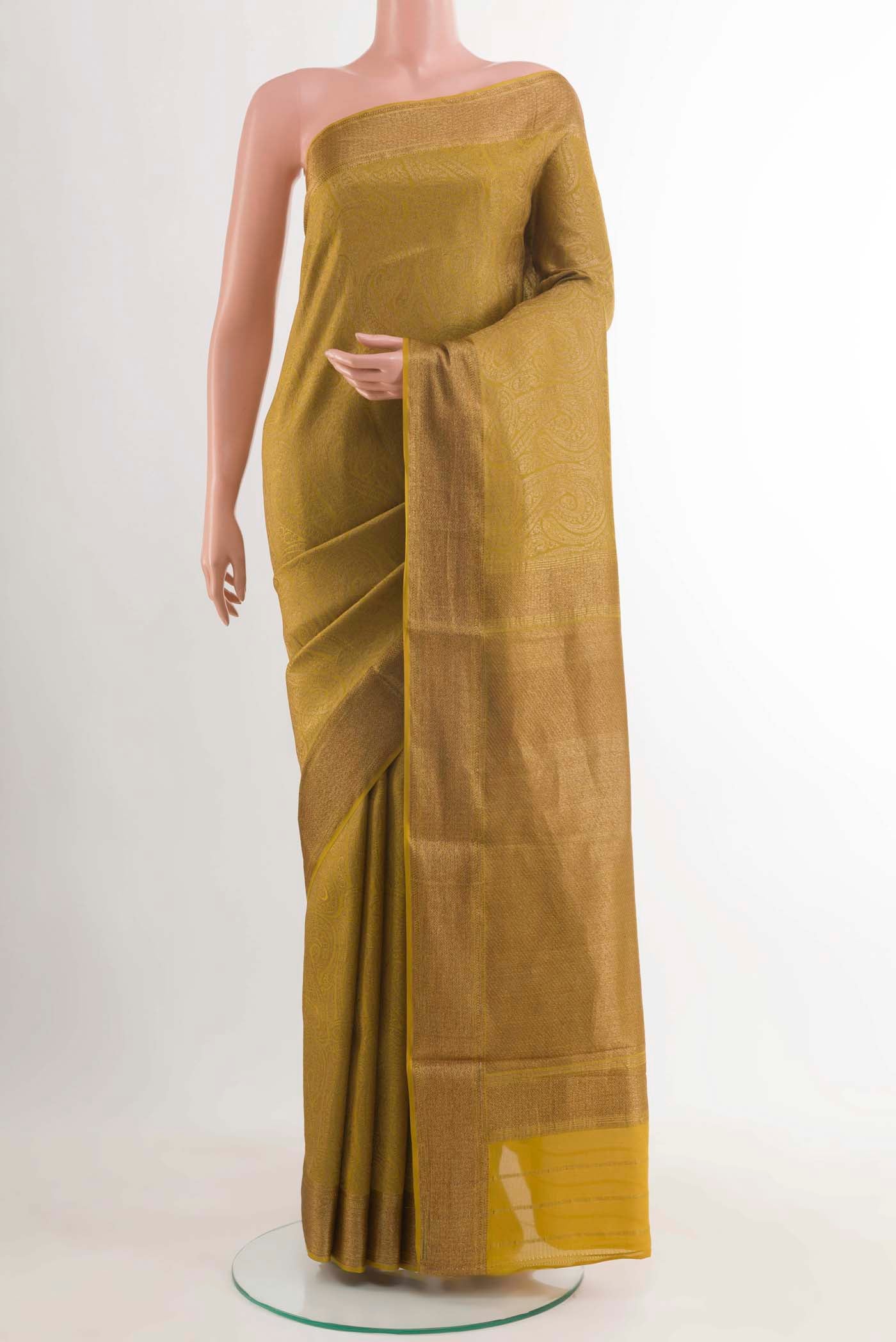 Mehandi Green Mysore Crepe Saree