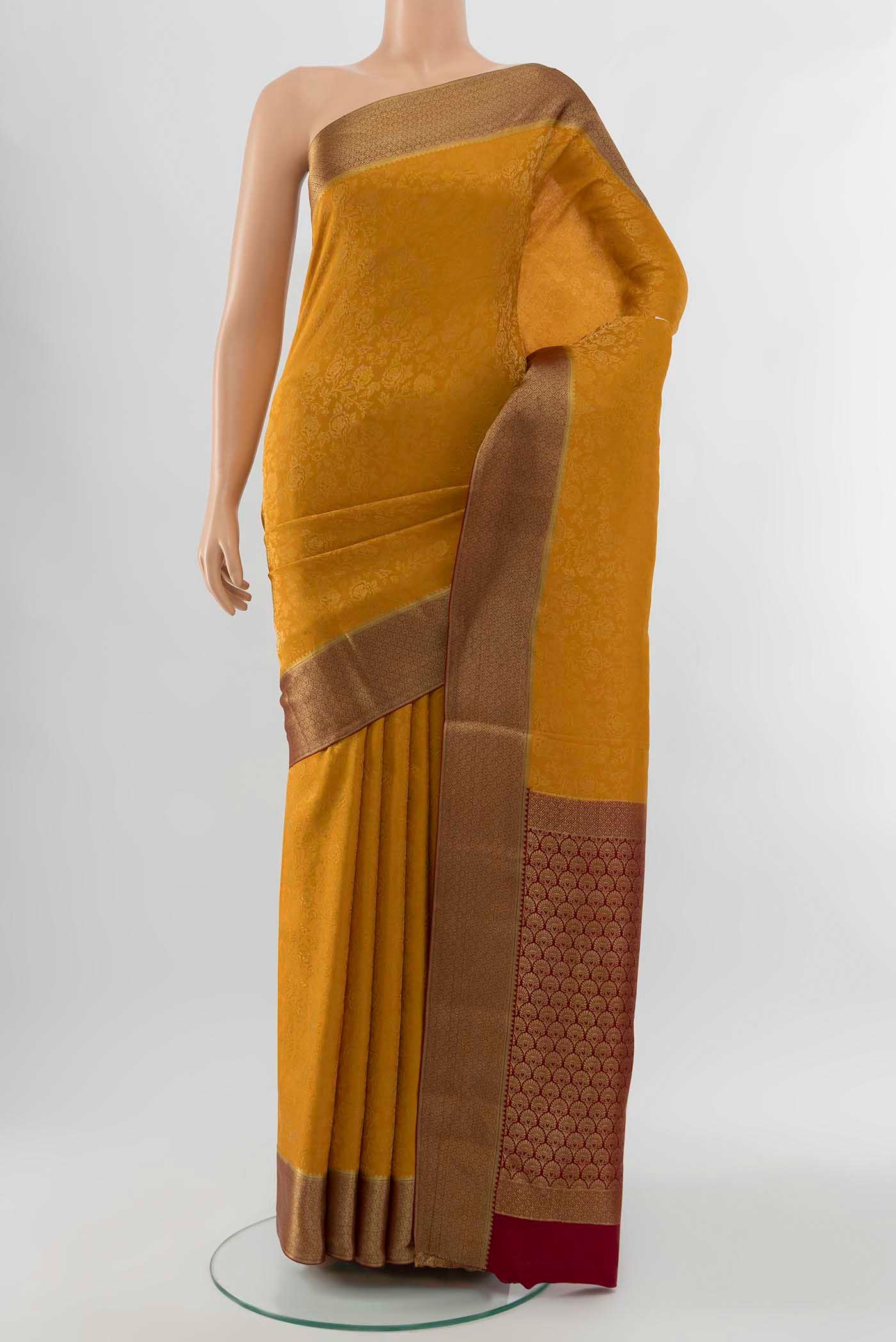 Mustard Mysore Crepe Saree