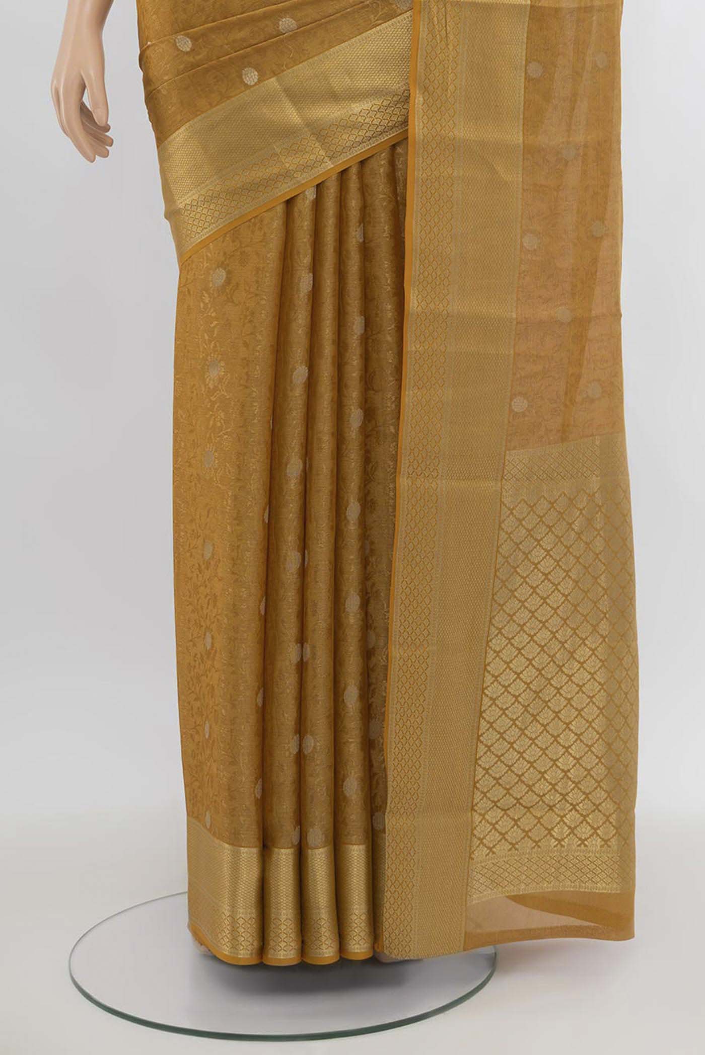 Mustard Mysore Crepe Saree - Image 3
