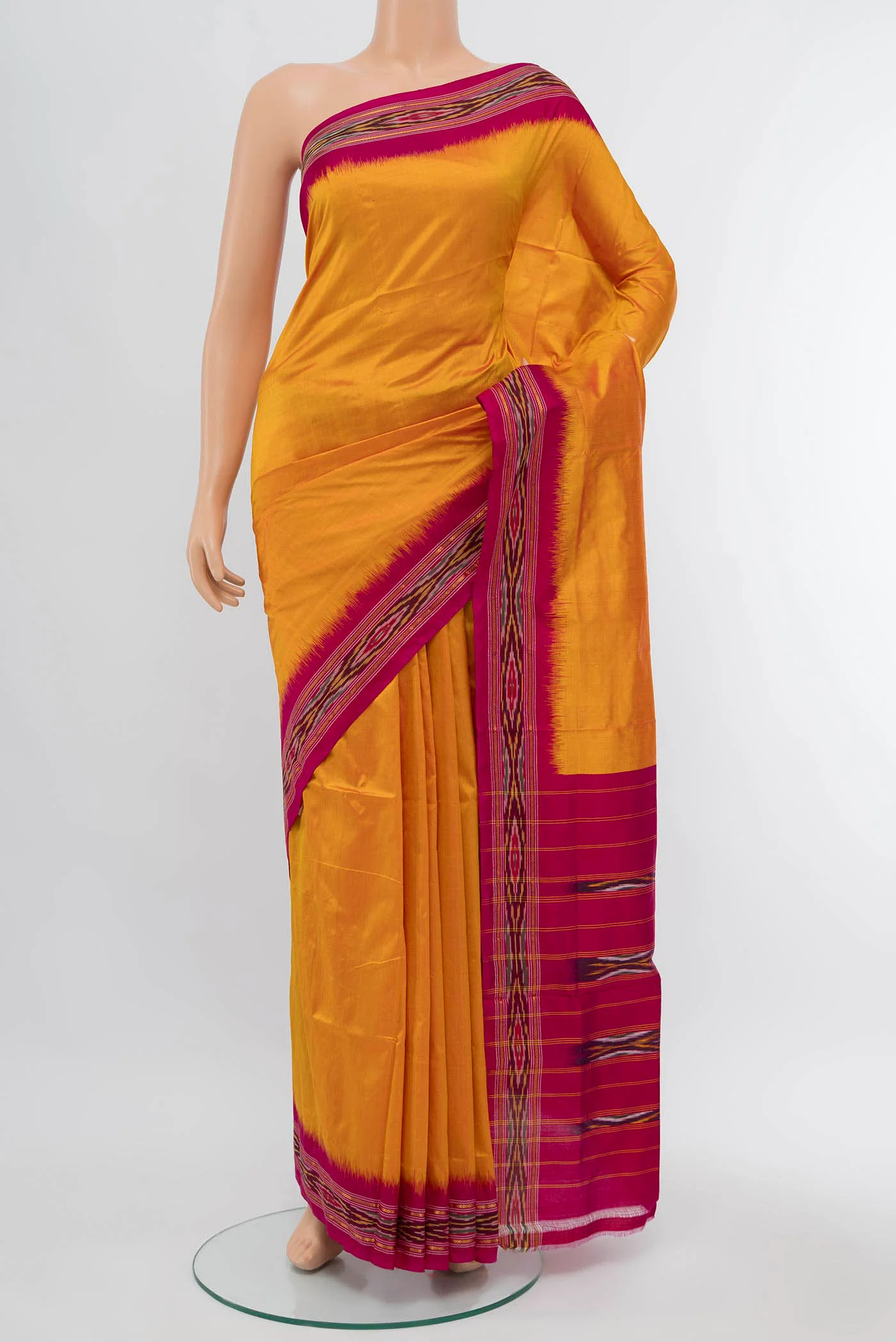 Mustard Pochampally Silk Saree