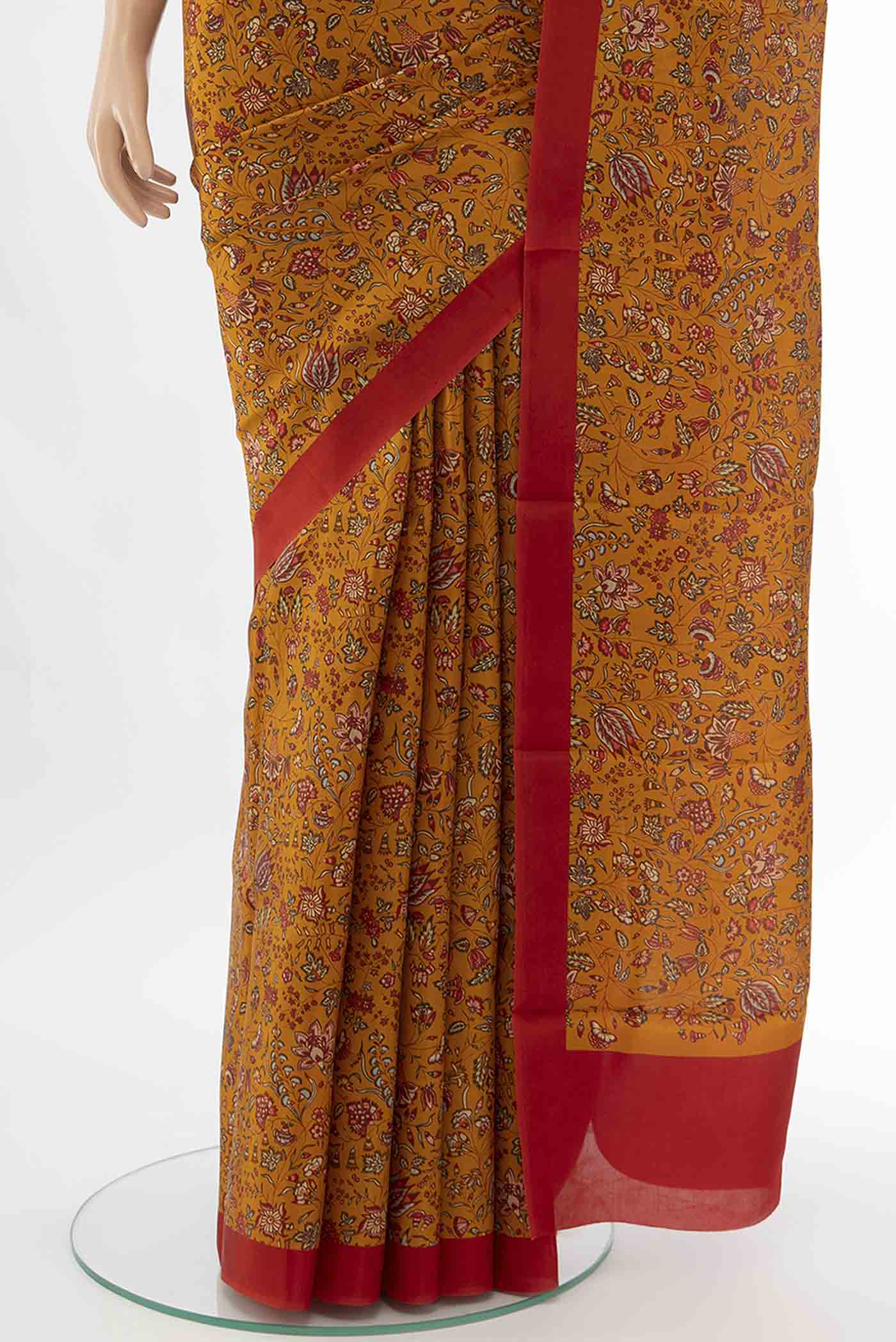 Mustard Printed Silk Saree - Image 3