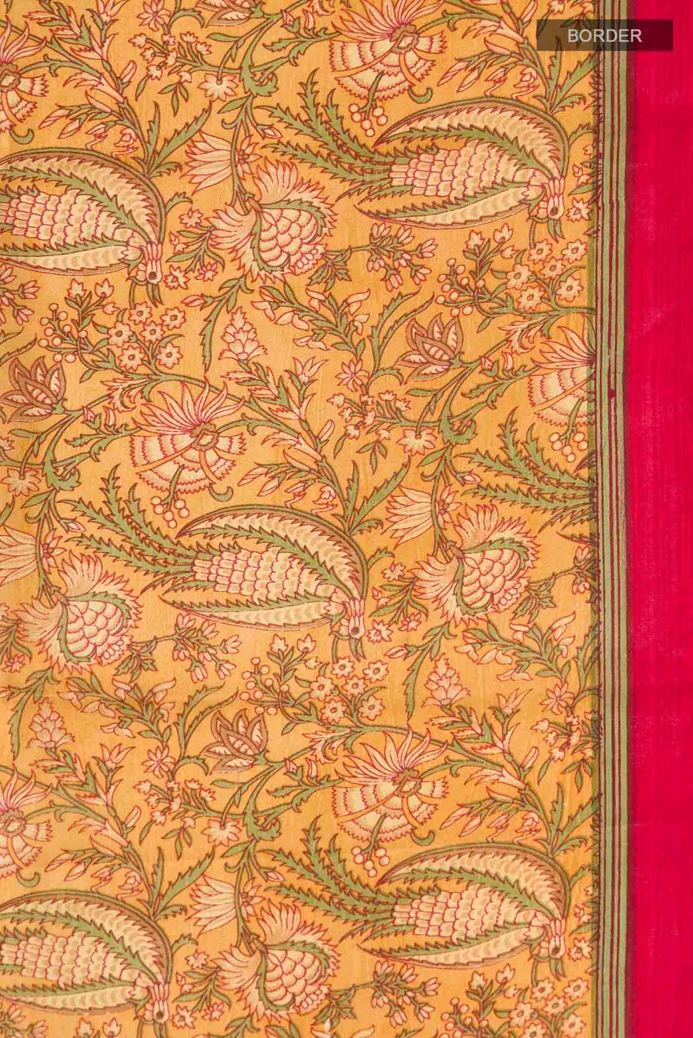 Mustard Printed Silk Saree - Image 3