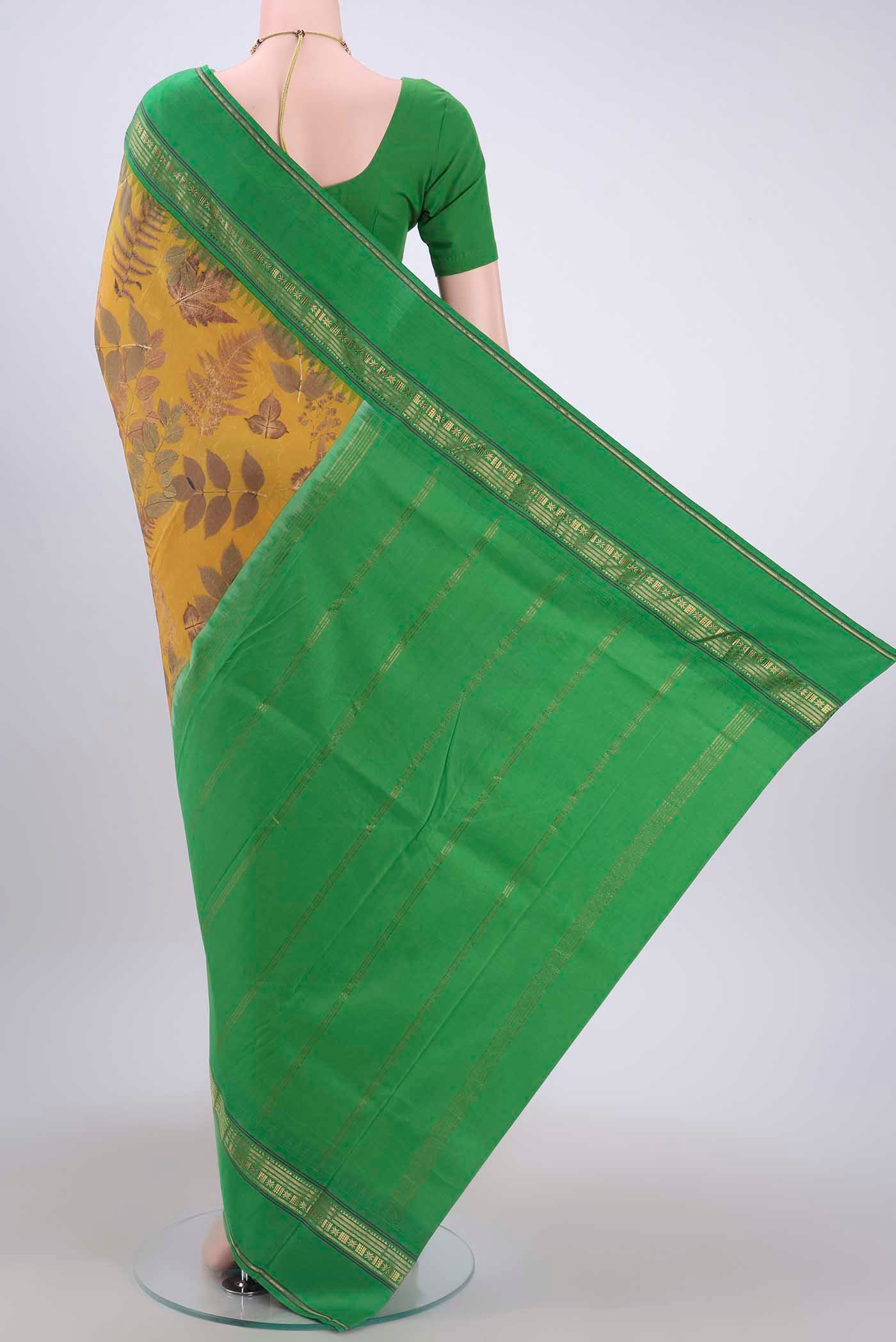Mustard Printed Silk Saree - Image 3